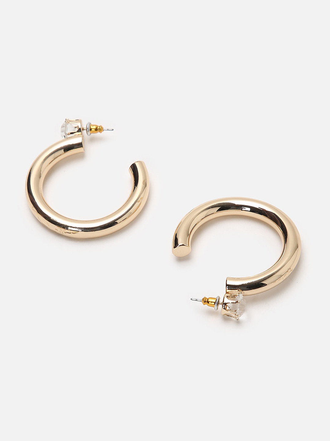 

FOREVER 21 Gold-Plated Contemporary Half Hoop Earrings