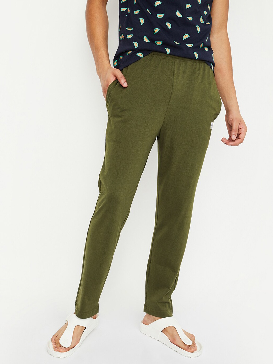 

max Men Mid-Rise Track Pants, Green