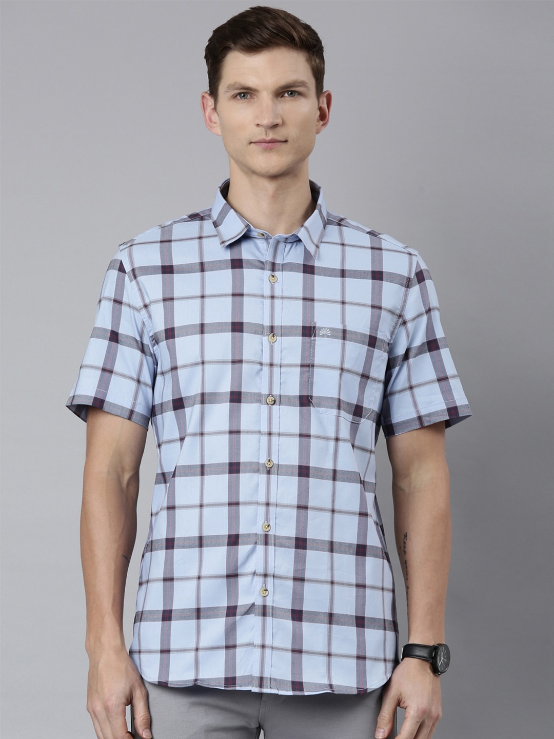 

Chennis Classic Slim Fit Tartan Checks Opaque Casual Shirt, Blue