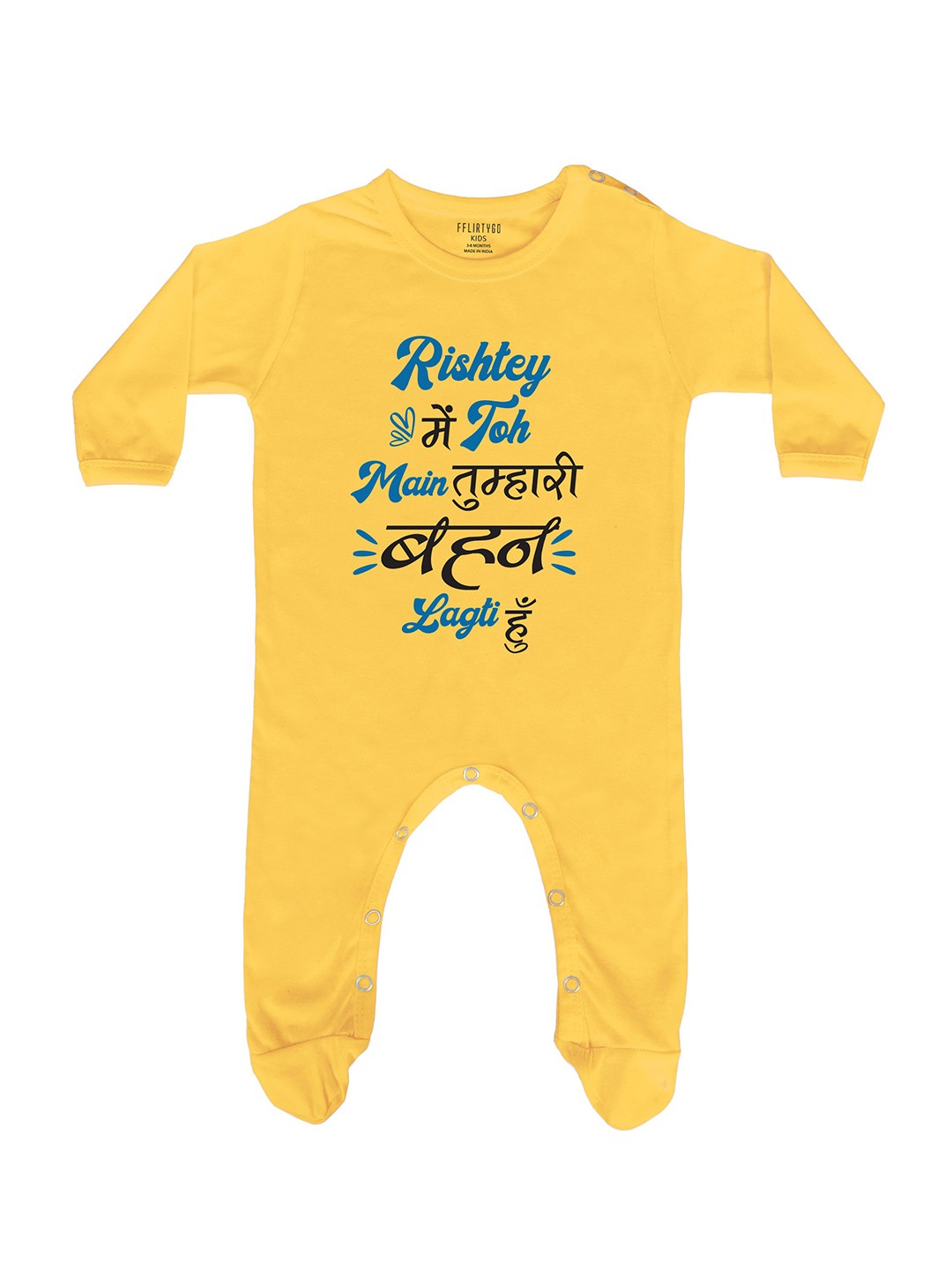 

FFLIRTYGO Infants Printed Pure Cotton Sleepsuit, Yellow