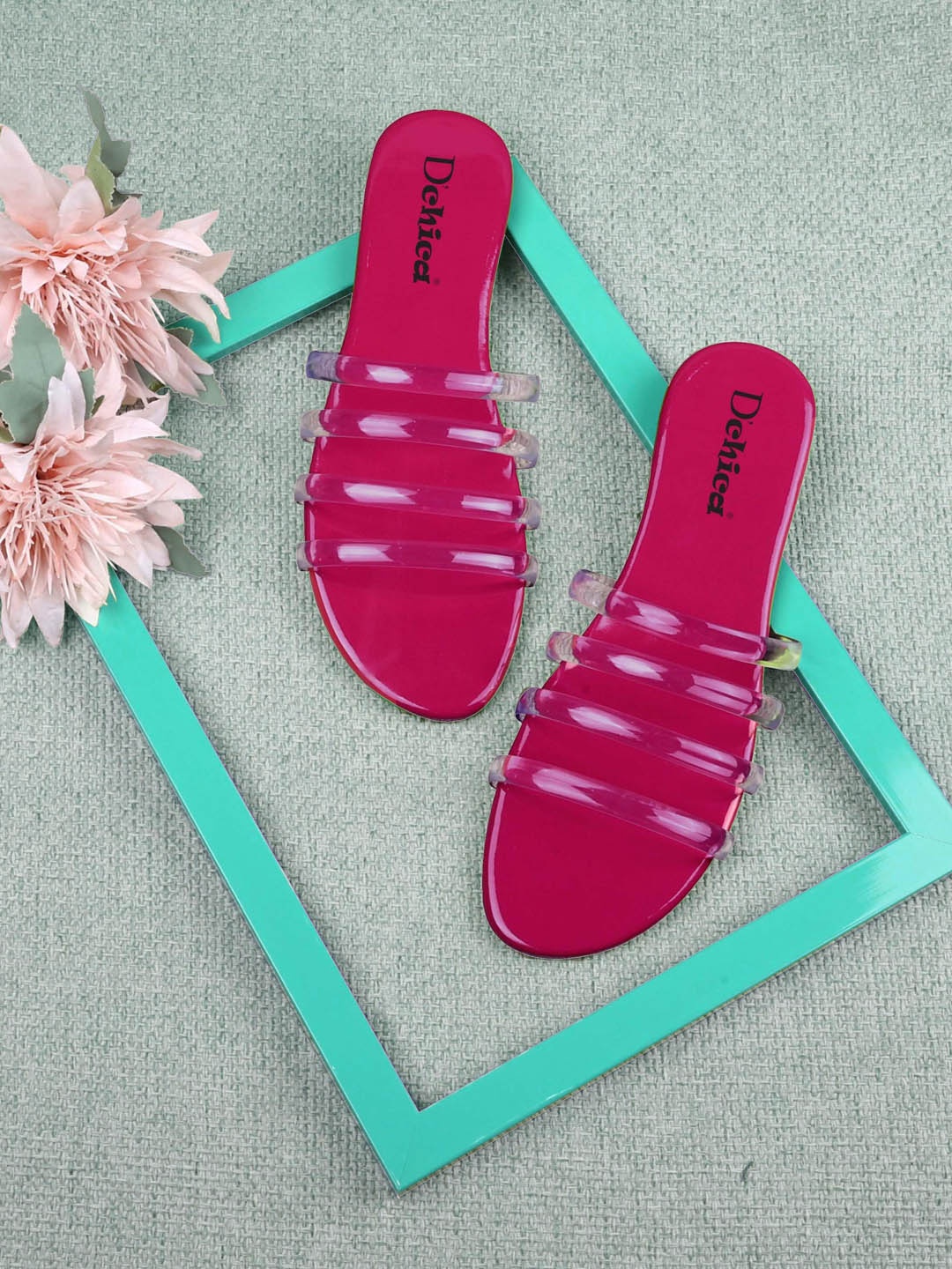 

DChica Strappy Open Toe Flats, Pink