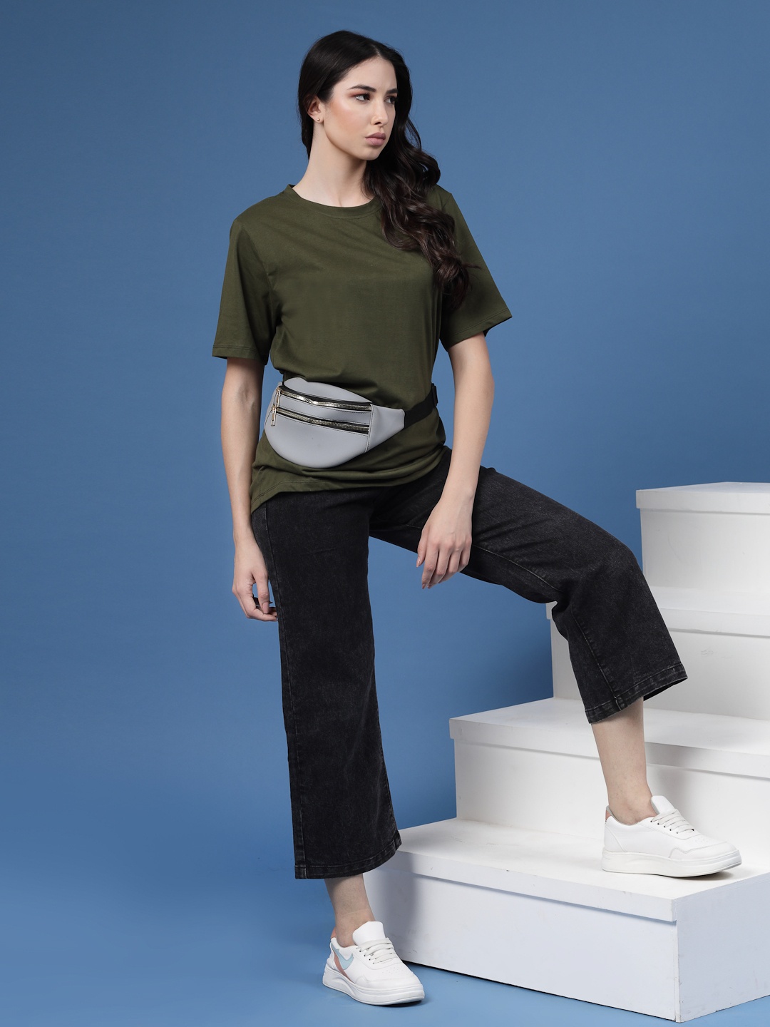 

Rigo Pure Cotton Printed Drop-Shoulder Sleeves T-shirt, Green