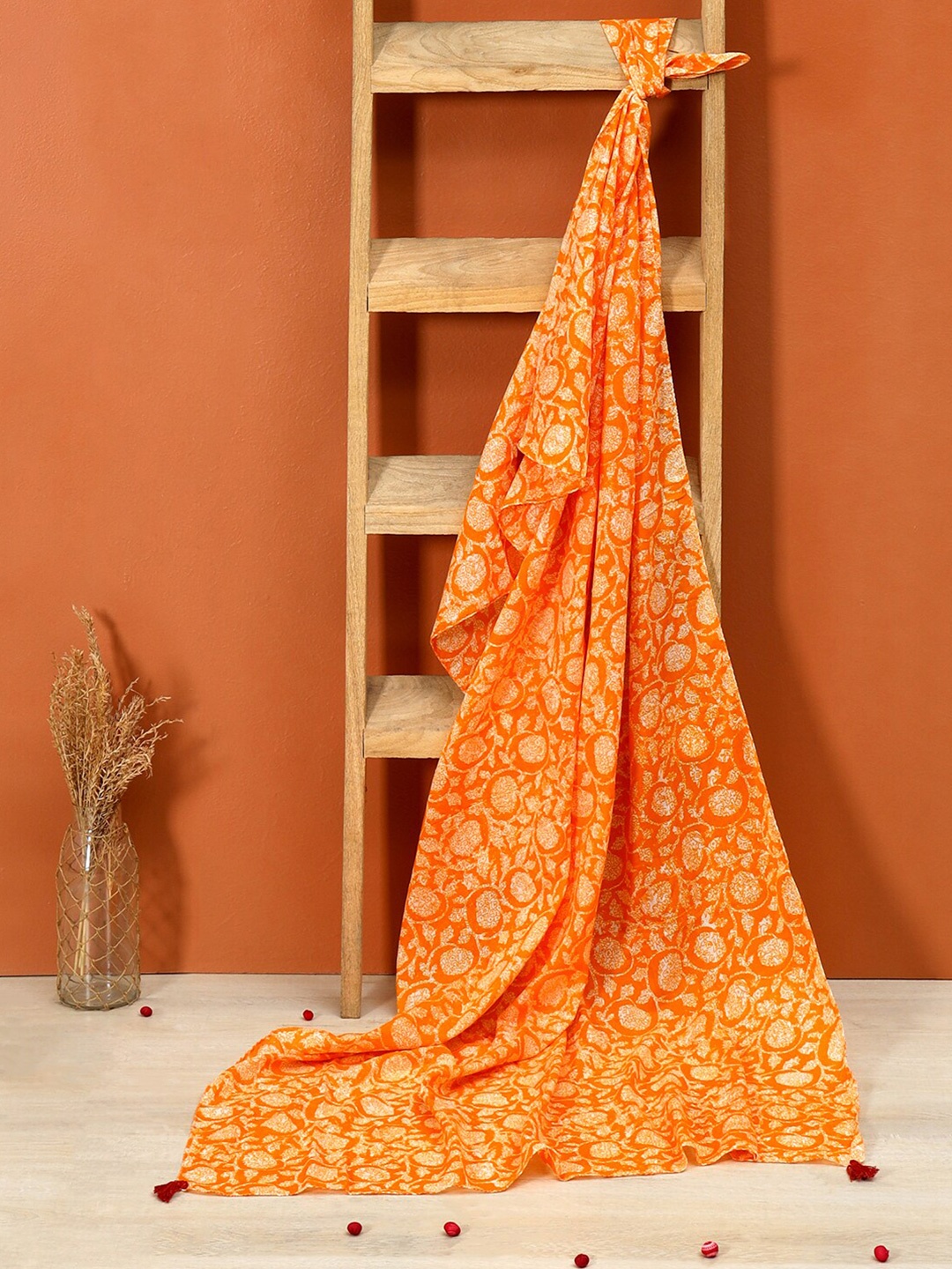 

Contrast Living Women Printed Cotton Scarf, Orange