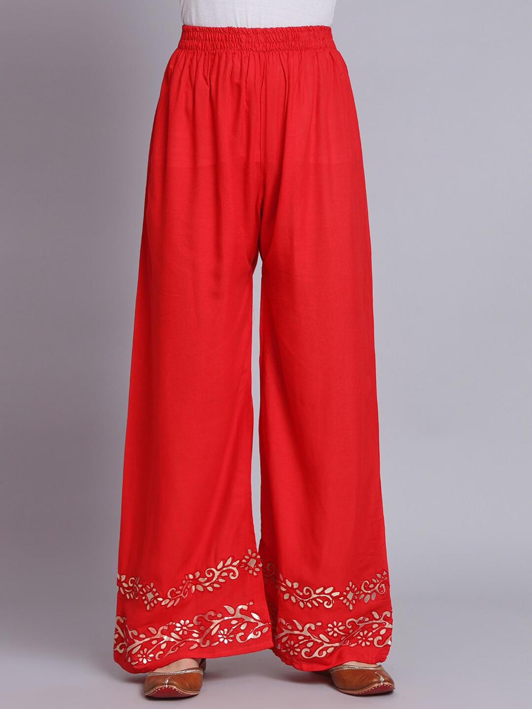 

BCZ Style Women Ethnic Motifs Hem Design Palazzos, Red