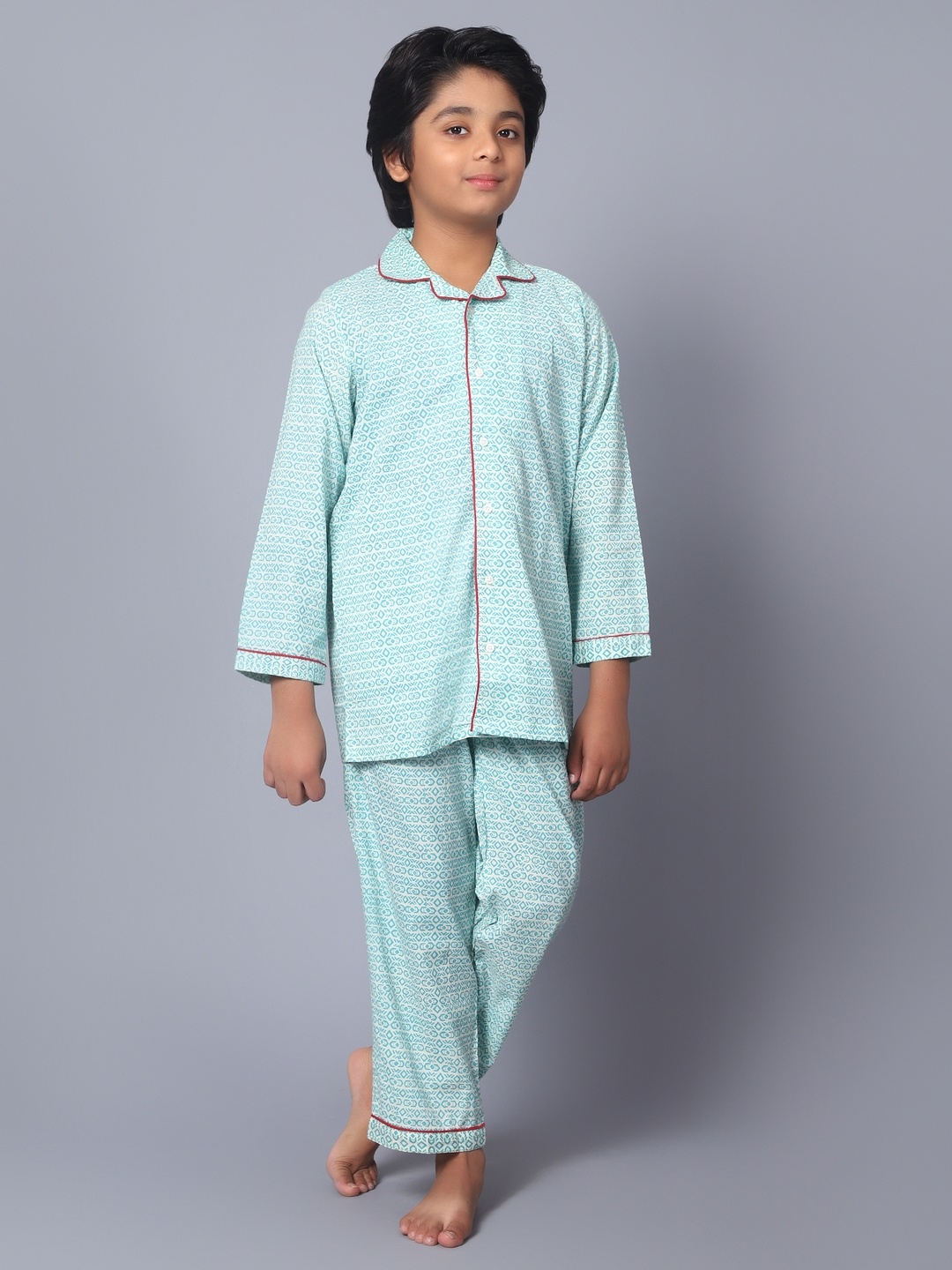 

Kiddiekid Kids Printed Night suit, Blue