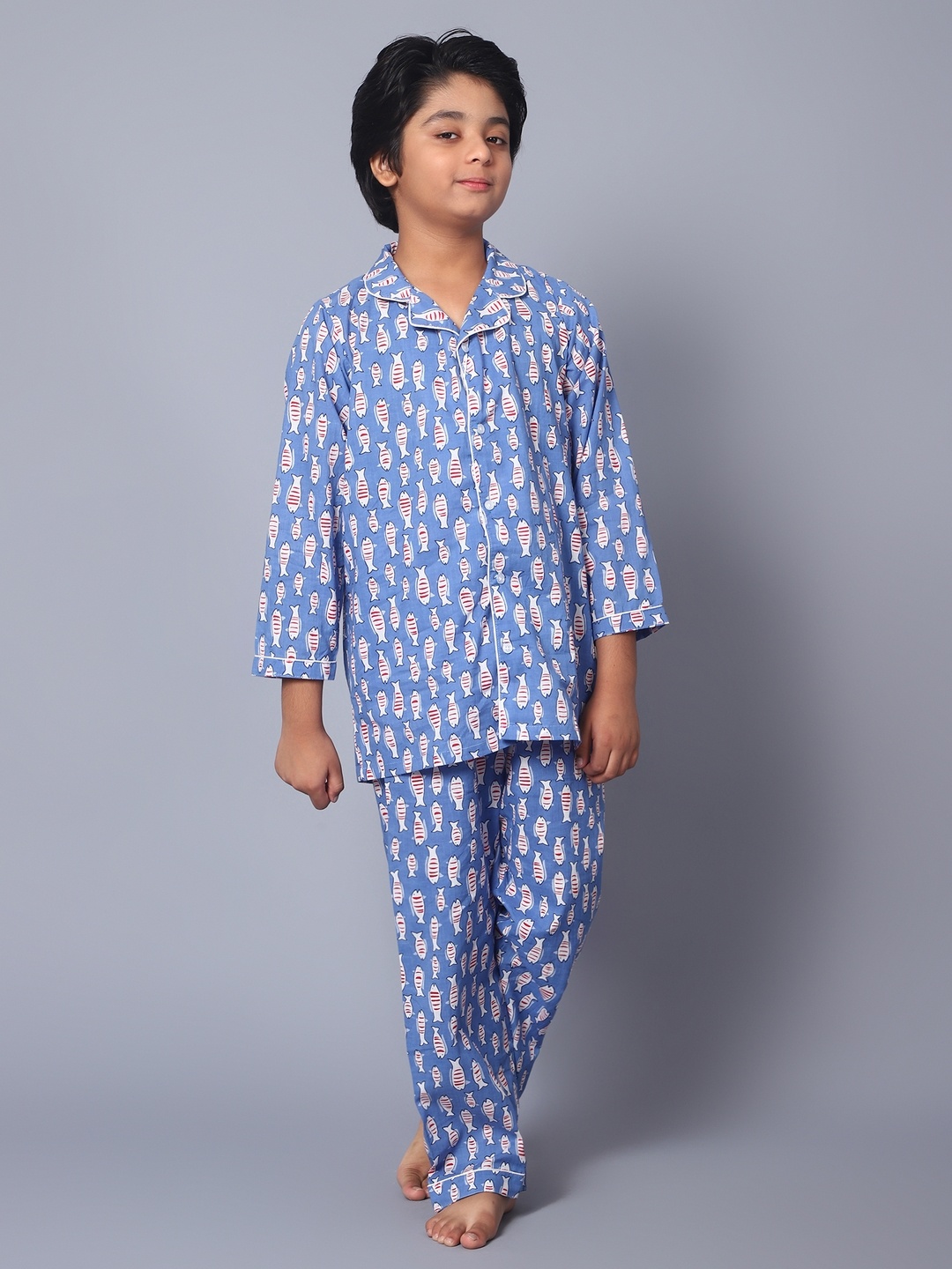 

Kiddiekid Kids Printed Night suit, Blue