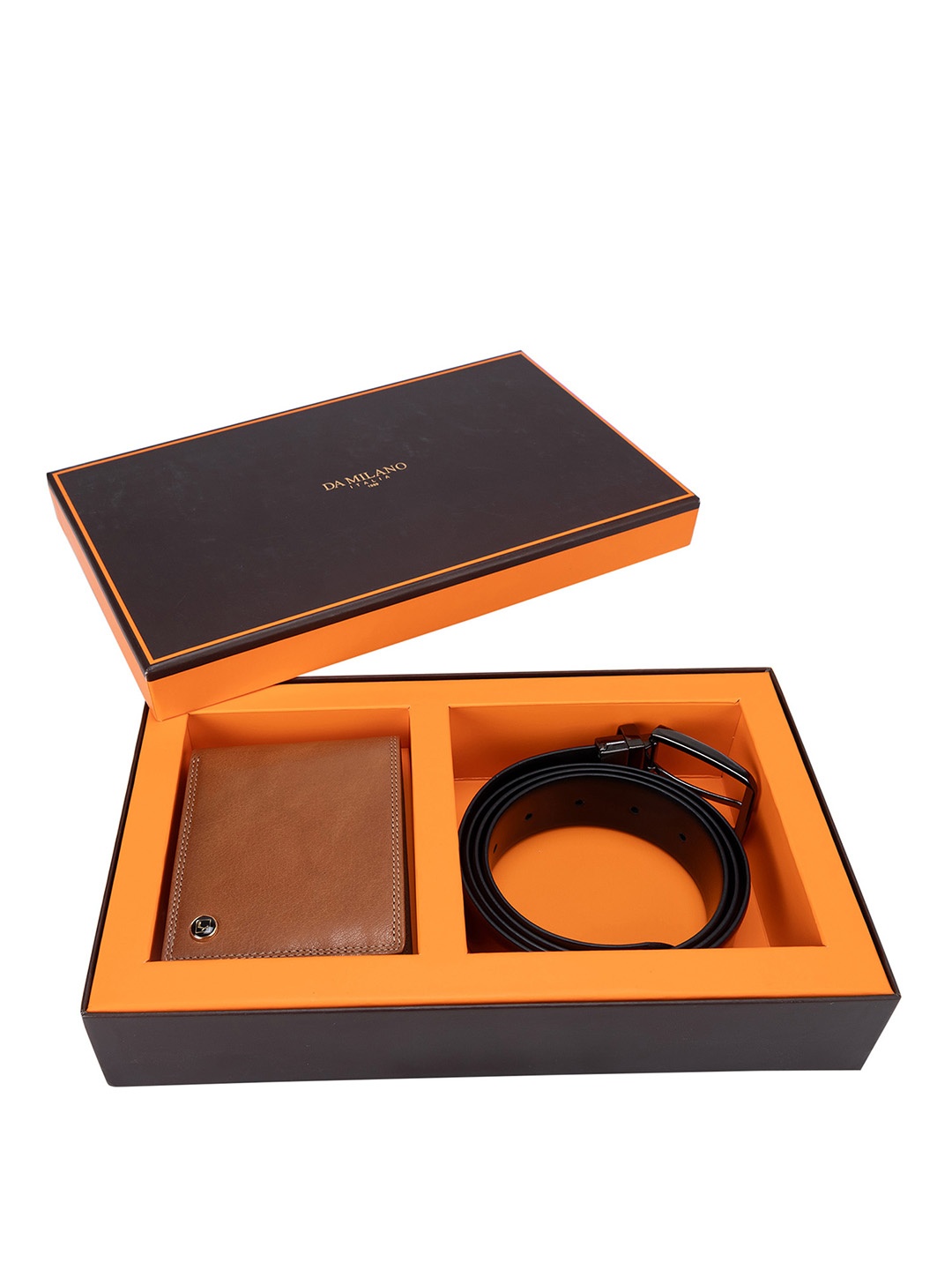 

Da Milano Leather Wallet and Reversible Belt Gift Set, Brown