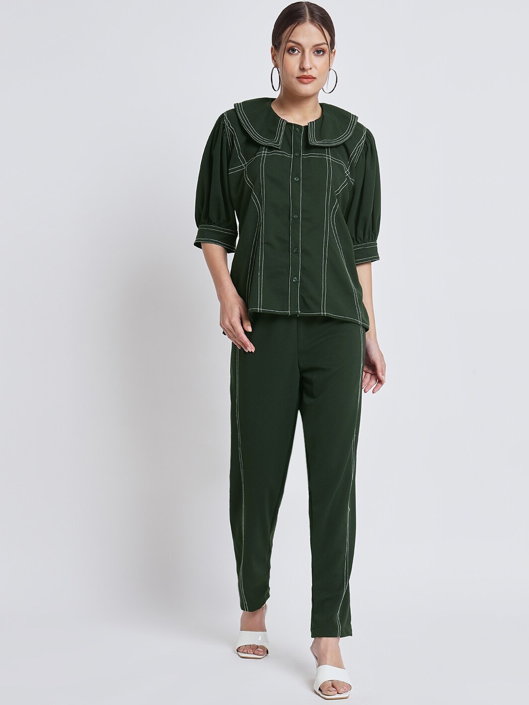 

BCZ Style Self-Design Top With Trousers, Green