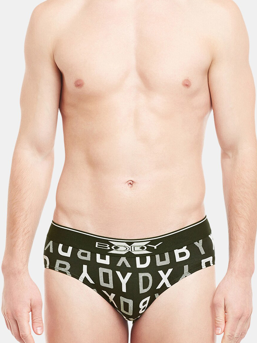 

BODYX Men Typography Printed Basic Briefs BX04B-COFFE-BROWN-S, Olive