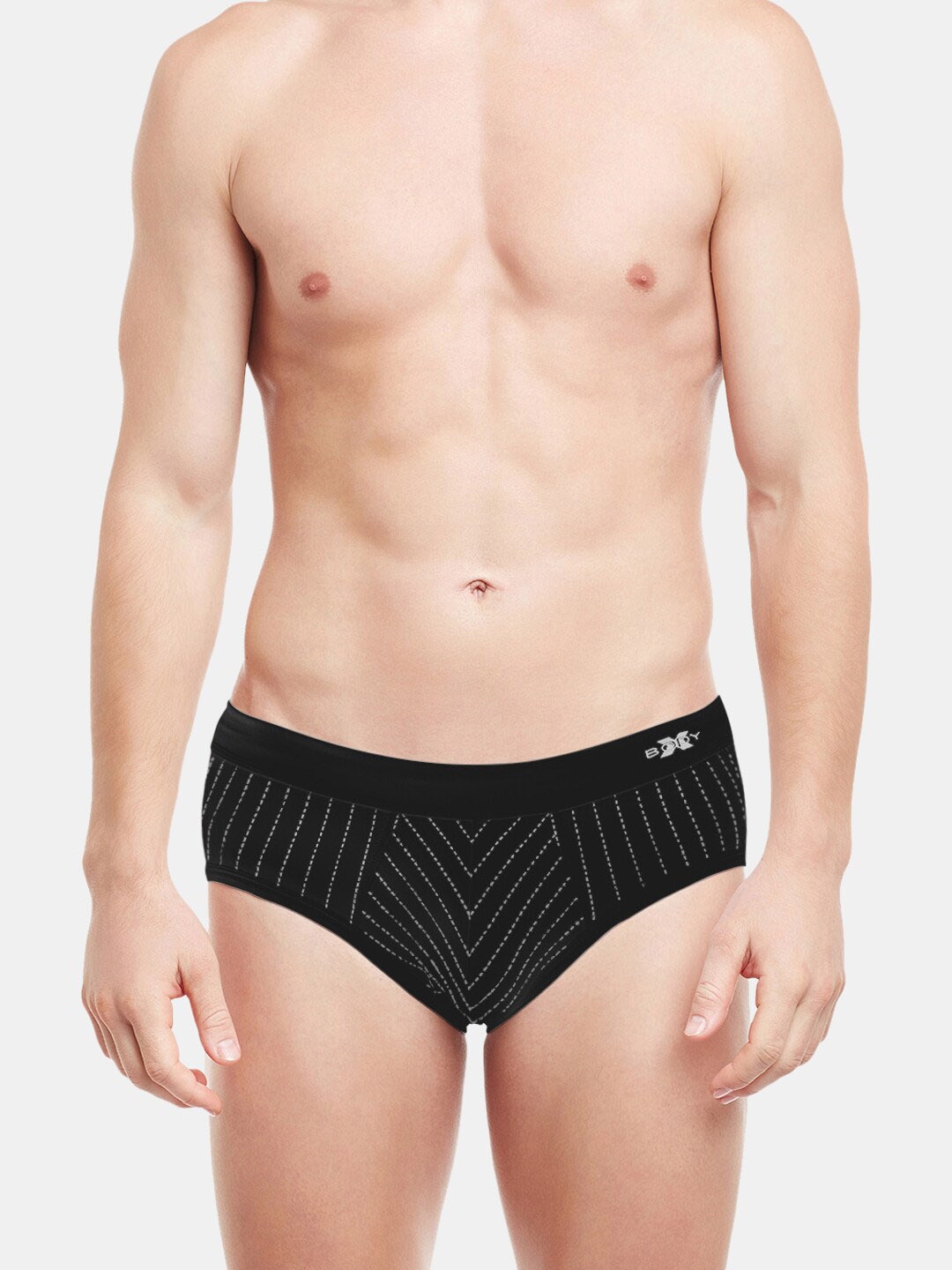 

BODYX Men Striped Low-Rise Briefs BX30B-STGREY-S, Black