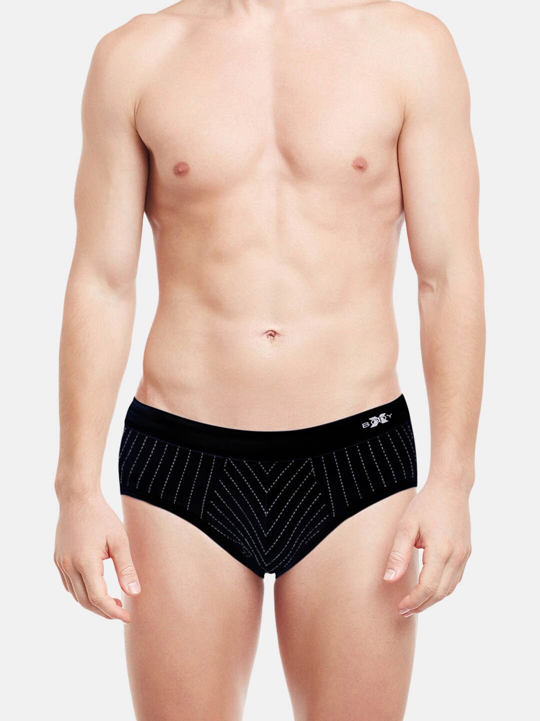 

BODYX Men Striped Low-Rise Hipster Brief BX30B-NAVY-XL, Black