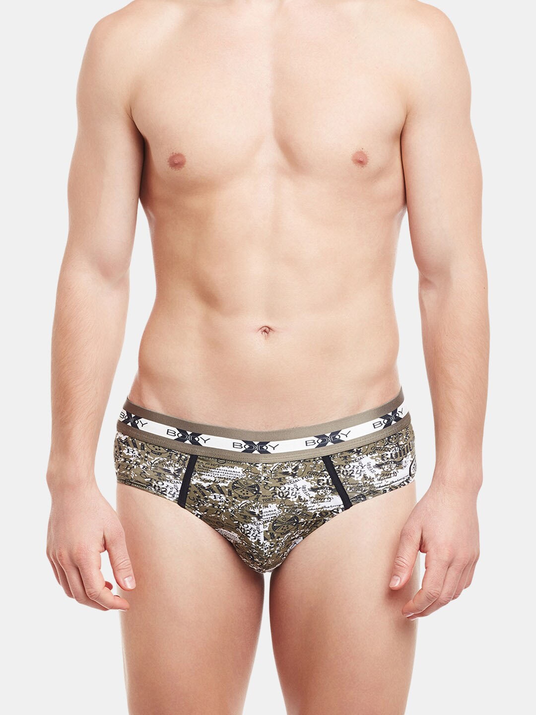 

BODYX Typography Printed Low Rise Briefs BX01B-PRINT-10-XL, Brown