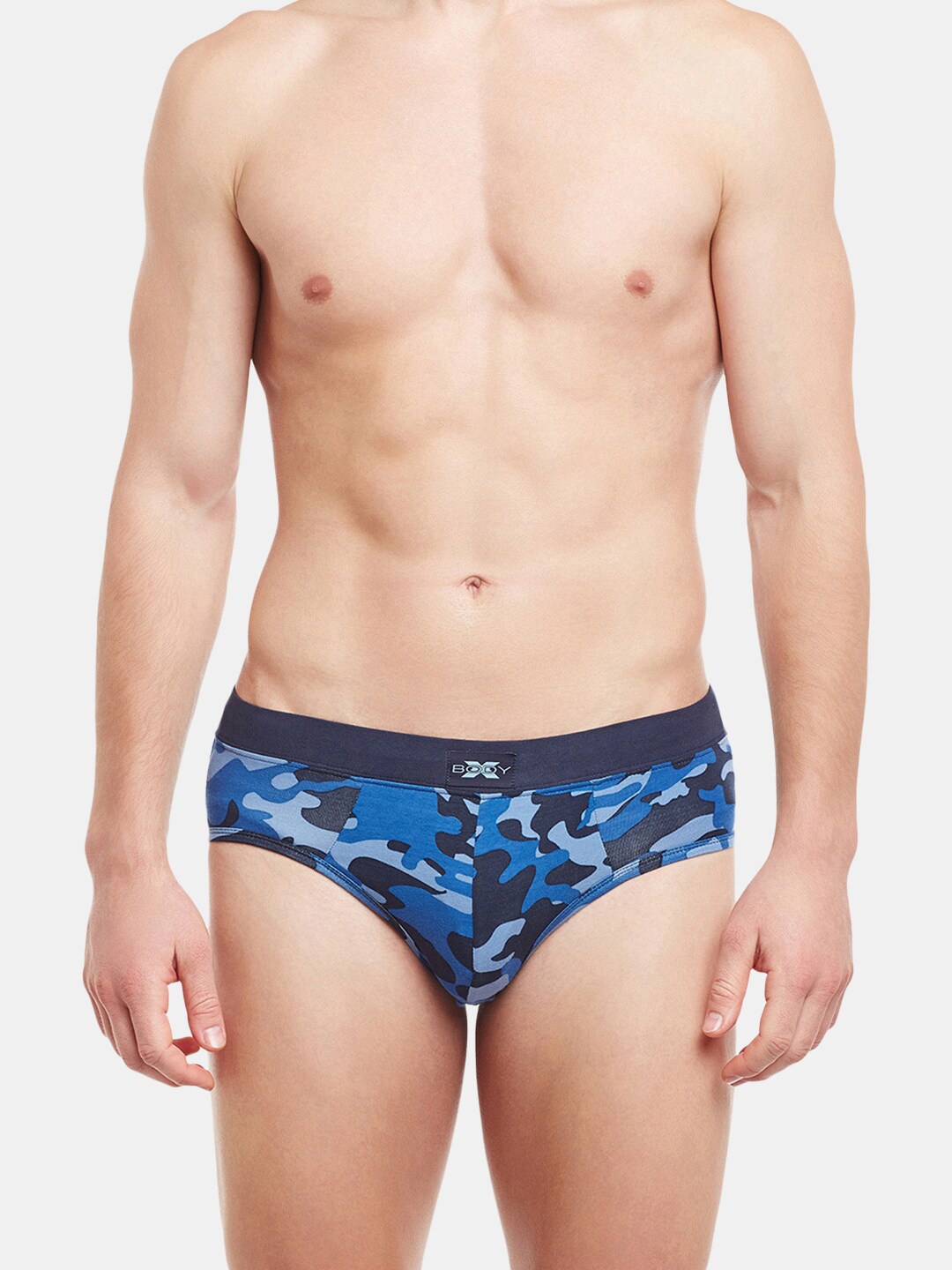 

BODYX Abstract Printed Pure Cotton Basic Briefs BX06B-CAMO-PRINT-XL, Blue