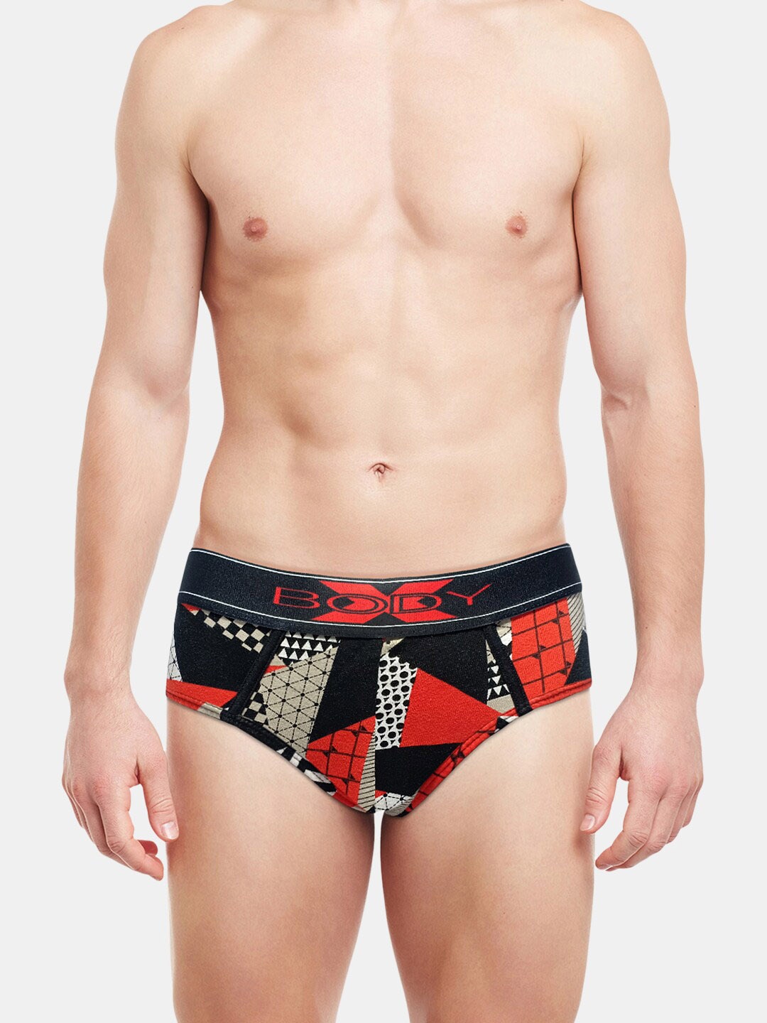 

BODYX Abstract Printed Pure Cotton Basic Brief BX01B-PRINT-16-L, Black