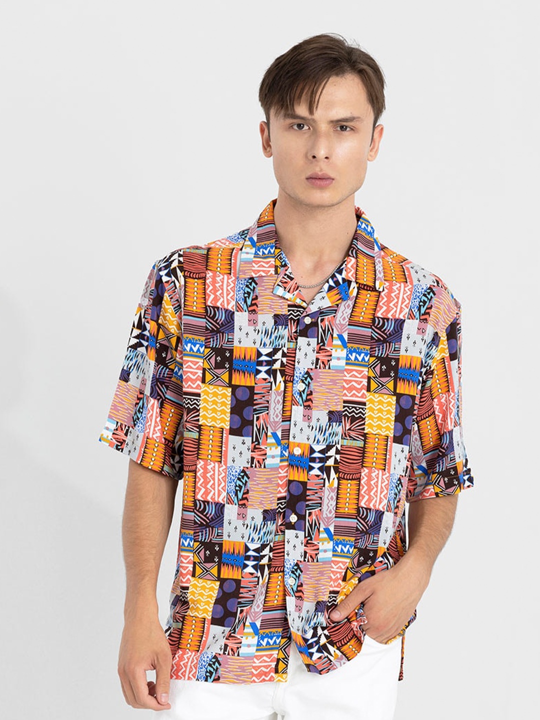 

Snitch Abstract Printed Classic Oversized Fit Casual Shirt, Multi