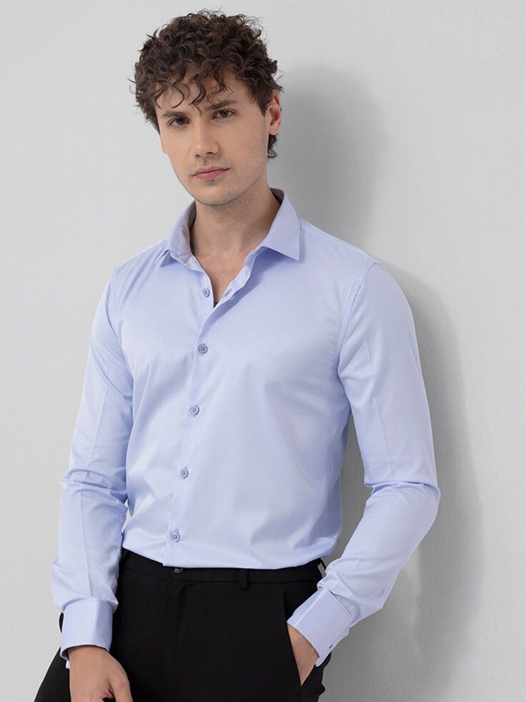 

Snitch Blue Classic Slim Fit Cotton Formal Shirt