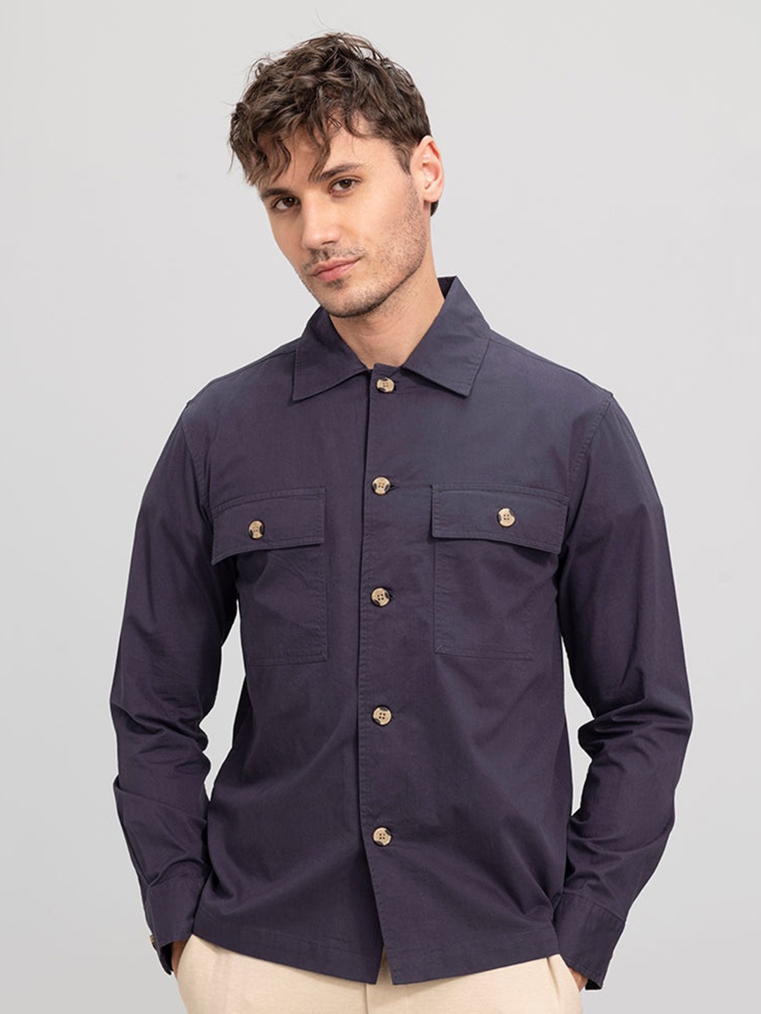 

Snitch Purple Classic Slim Fit Cotton Casual Shirt