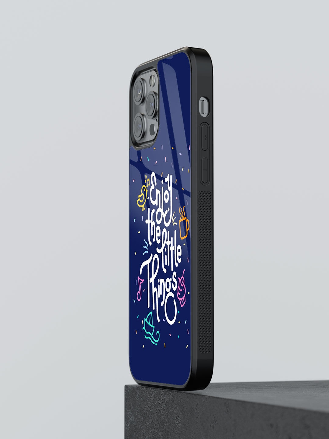 

macmerise The Little Things Design iPhone 13 Pro Glass Phone Back Case, Blue