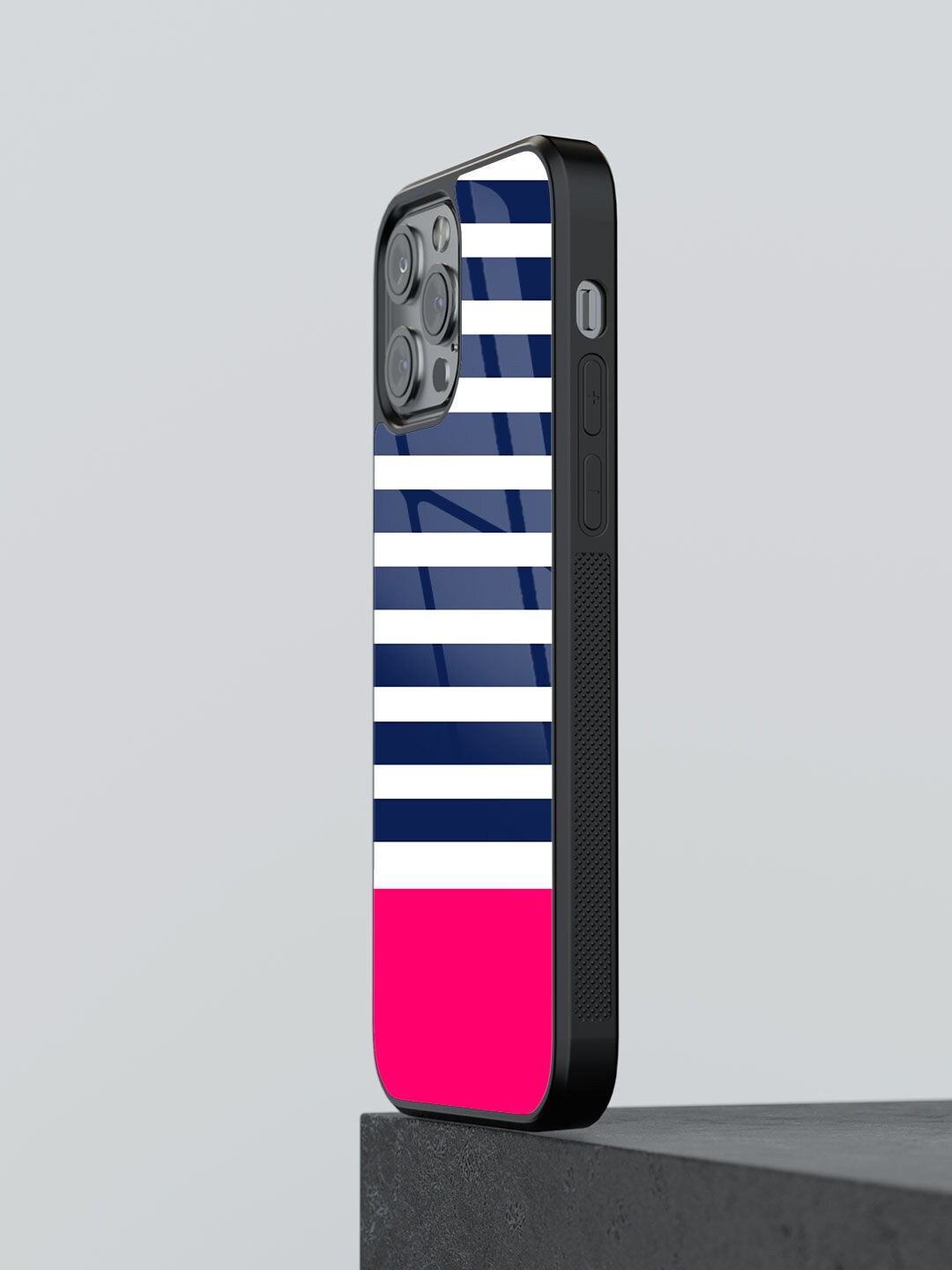 

macmerise Simply Stripes Design iPhone 13 Pro Back Case, Navy blue