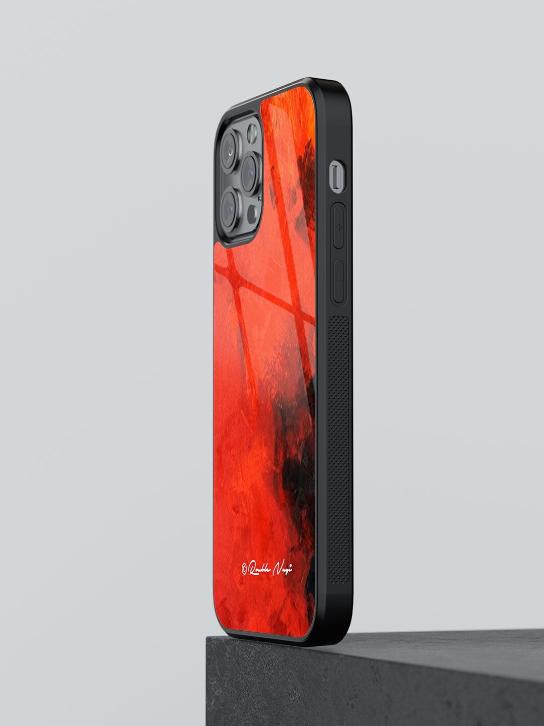 

macmerise Abstract Printed iPhone 13 Pro Phone Back Case, Red