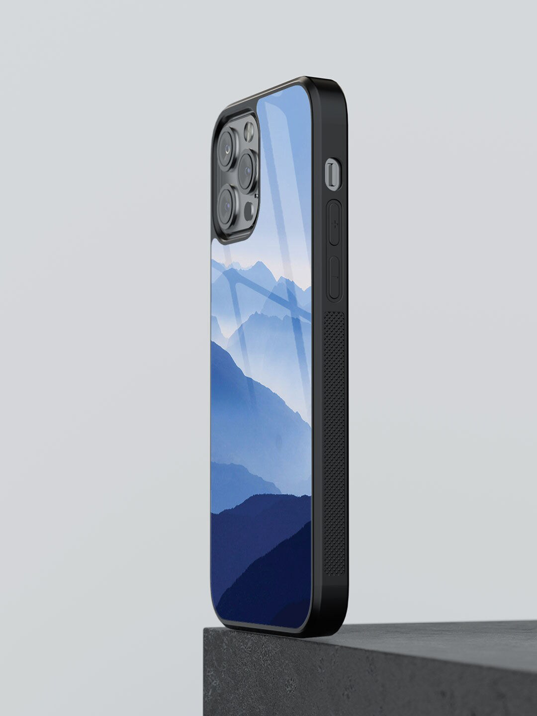 

macmerise iPhone 13 Pro The High Mountains Printed Glass Phone Back Case, Blue