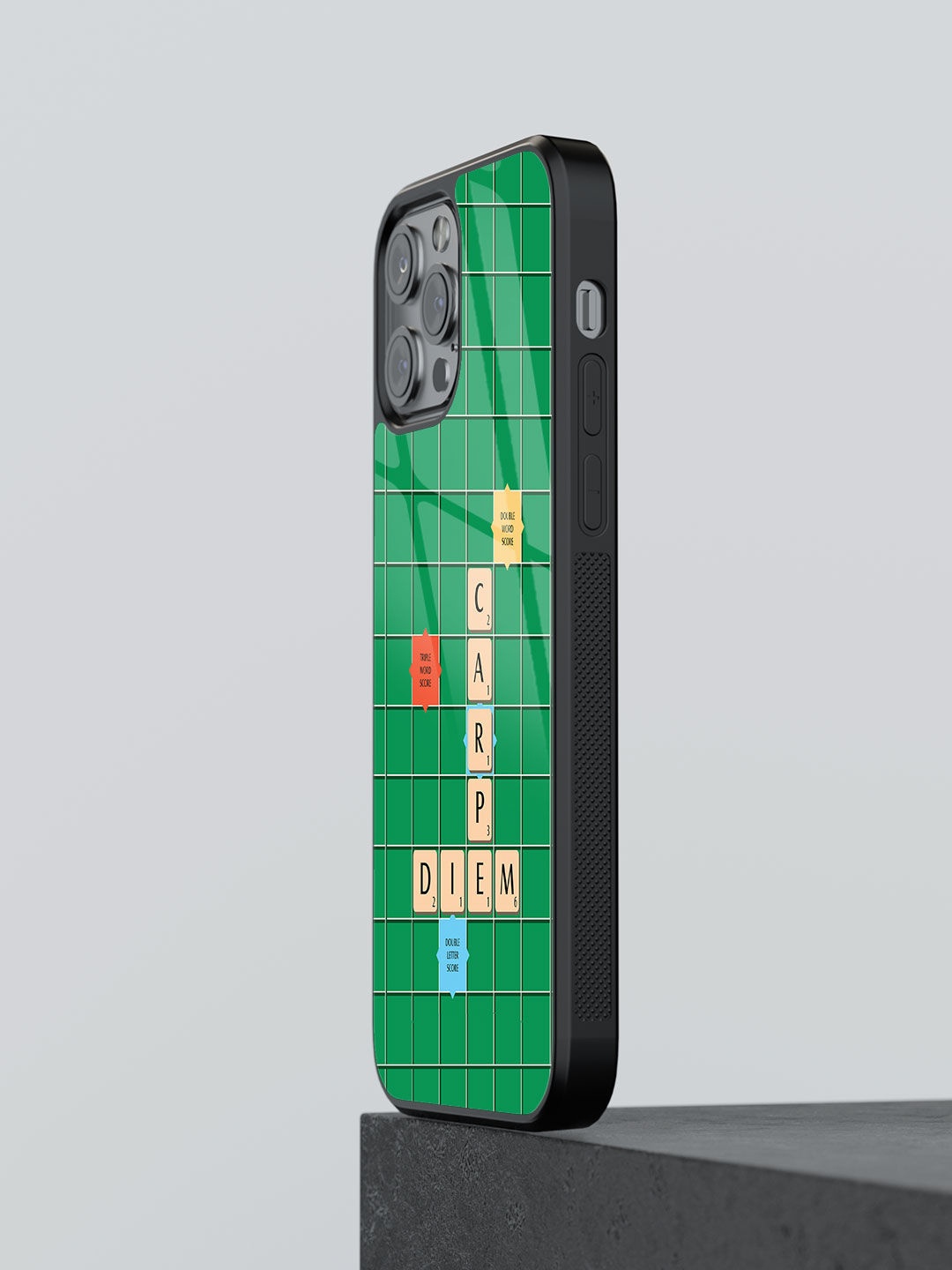 

macmerise iPhone 13 Pro Scrabble Game Design Glass Phone Back Case, Green