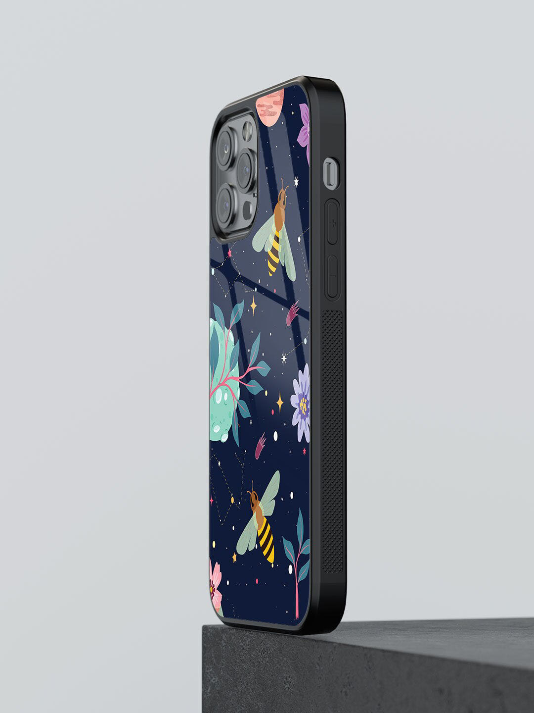 

macmerise Space Bees Printed iPhone 13 Pro Phone Back Case, Blue