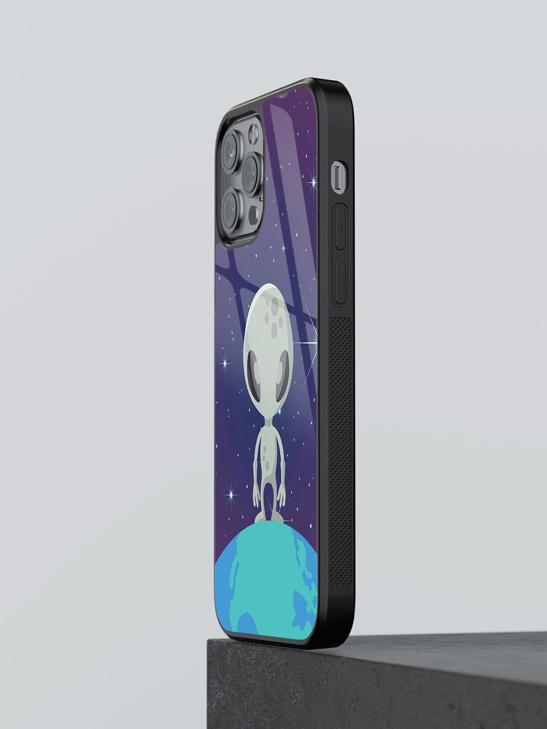 

macmerise Alien Design Glass iPhone 13 Pro Back Case, Purple