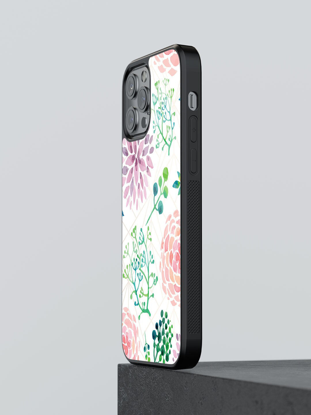 

macmerise Camo Pride Design Ferns & Flowers Design Glass iPhone 13 Pro Phone Back Case, White
