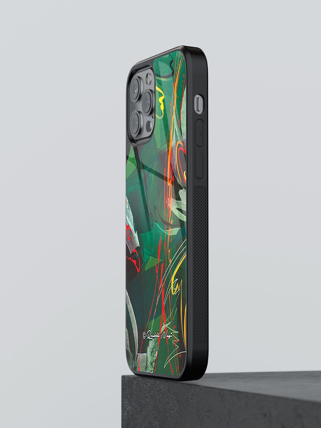 

macmerise Strokes Of Life Design Glass iPhone 13 Pro Back Case, Green