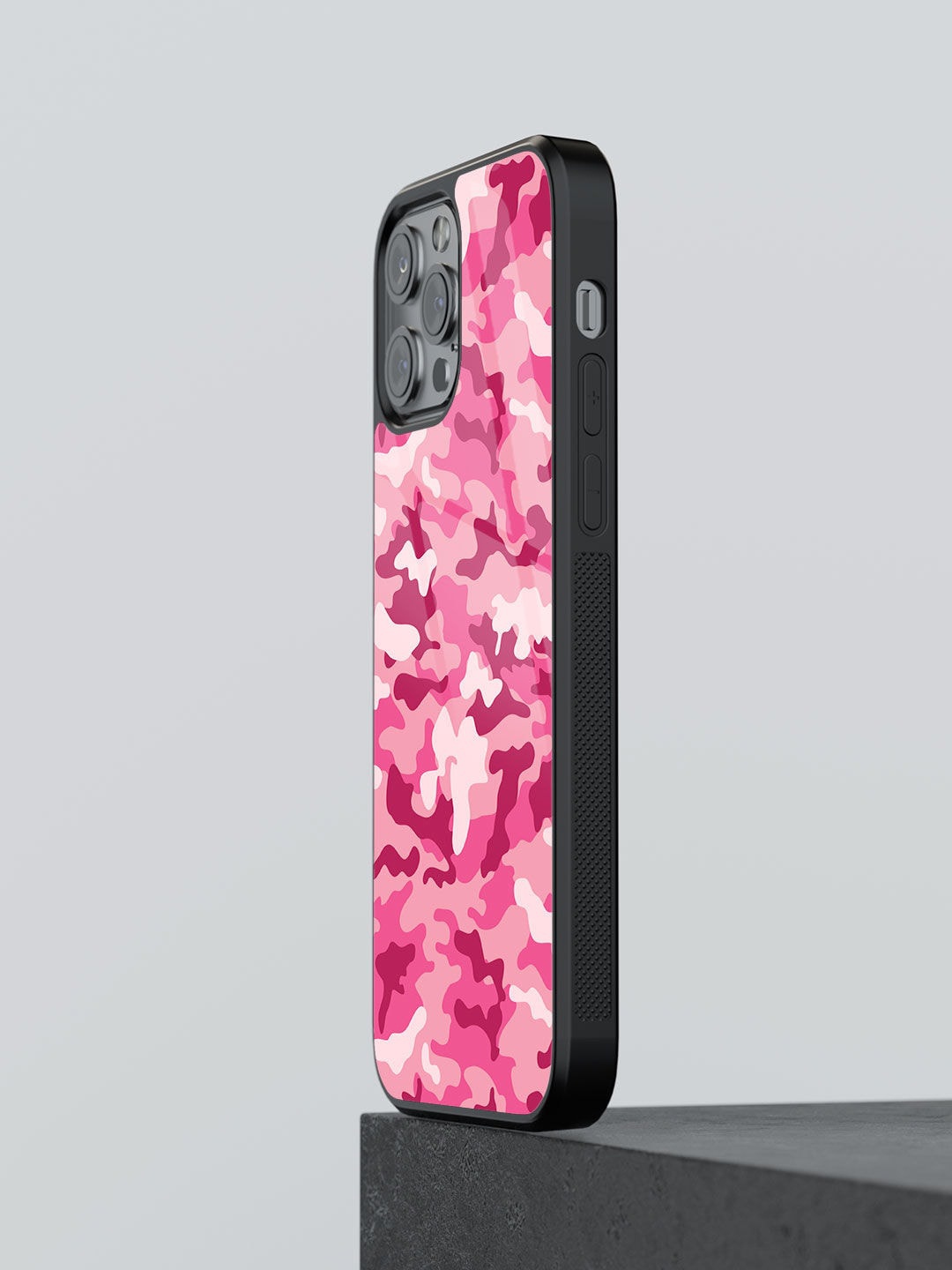 

macmerise Camo Design Glass iPhone 13 Pro Phone Back Case, Pink