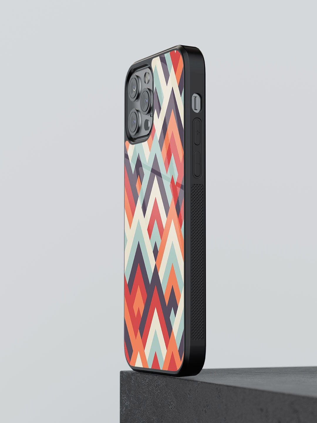 

macmerise Symmetric Cheveron Design Glass iPhone 13 Pro Phone Back Case, Red