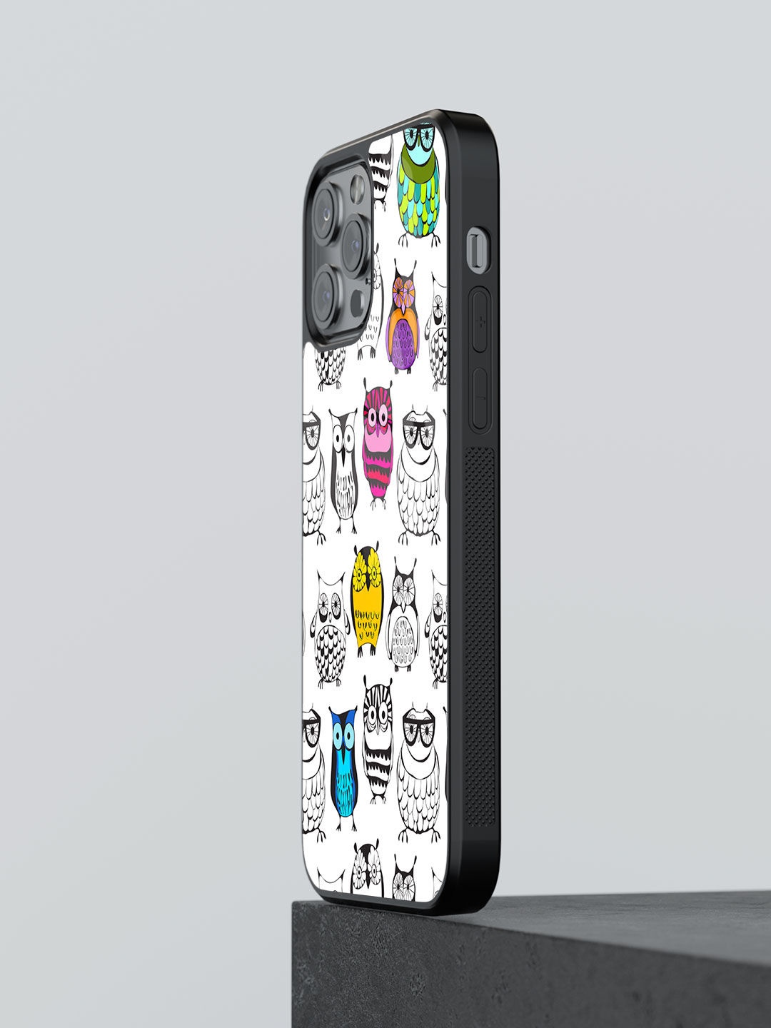 

macmerise Printed Owl Art Design iPhone 13 Pro Back Case, White