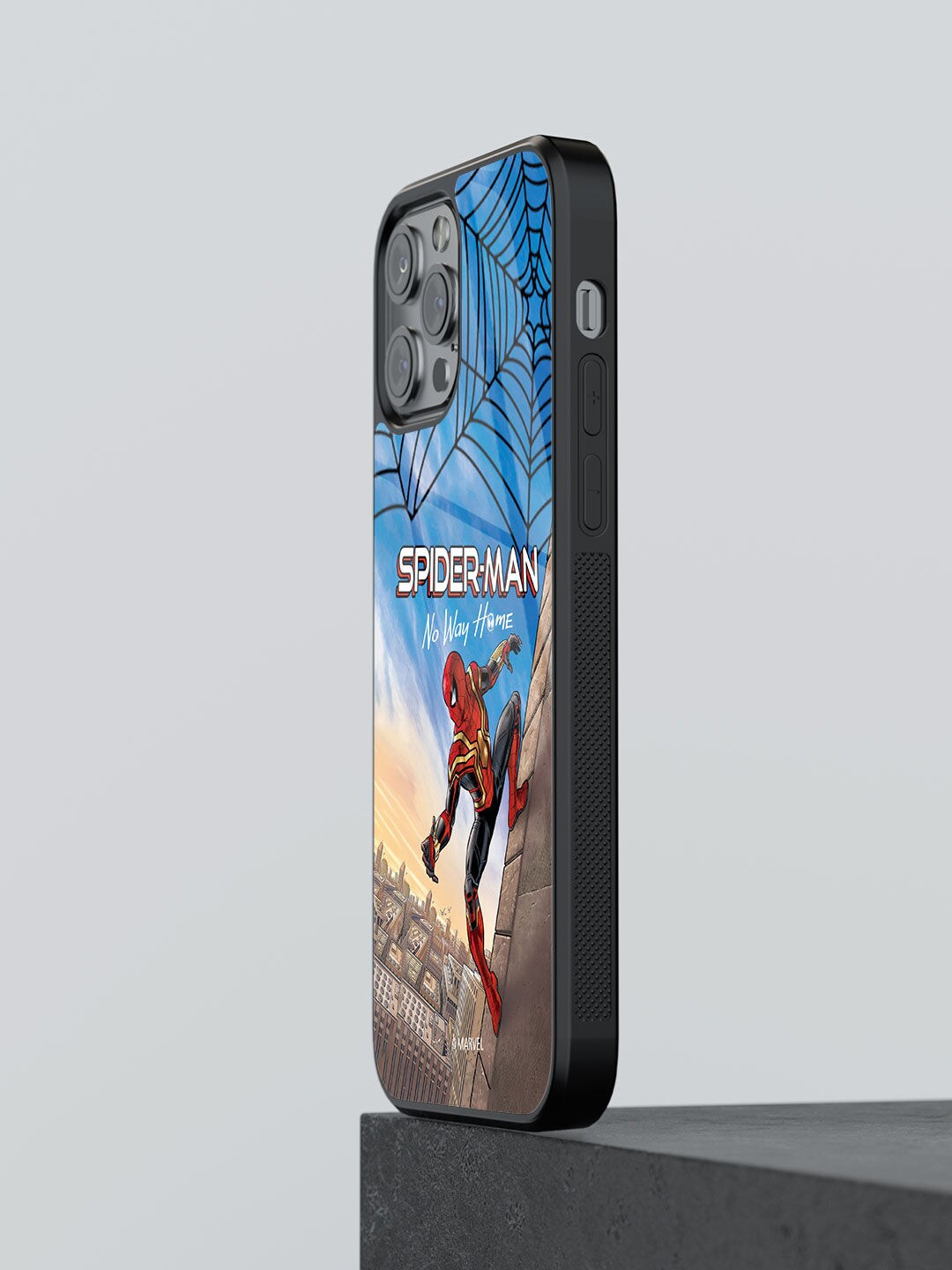 

macmerise No Way Home Spidey Design Glass iPhone 13 Pro Back Case, Blue