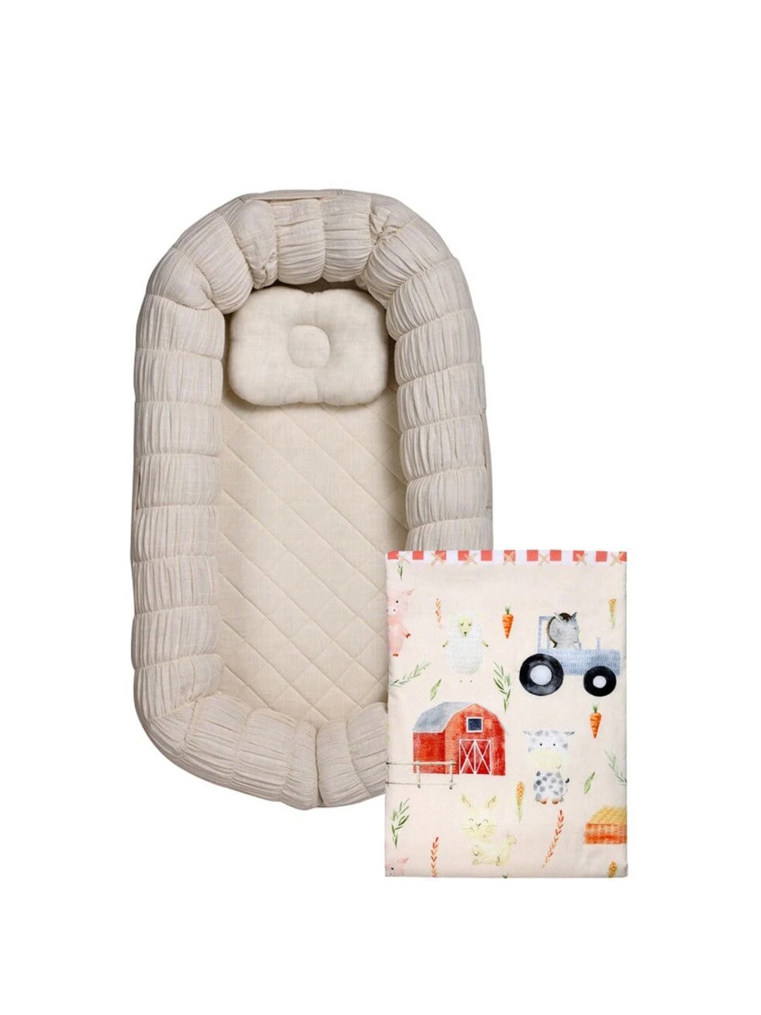 

Baby Jalebi Infants Kids Sleep Cloud Baby Nest Bed Set With Blanket, Beige