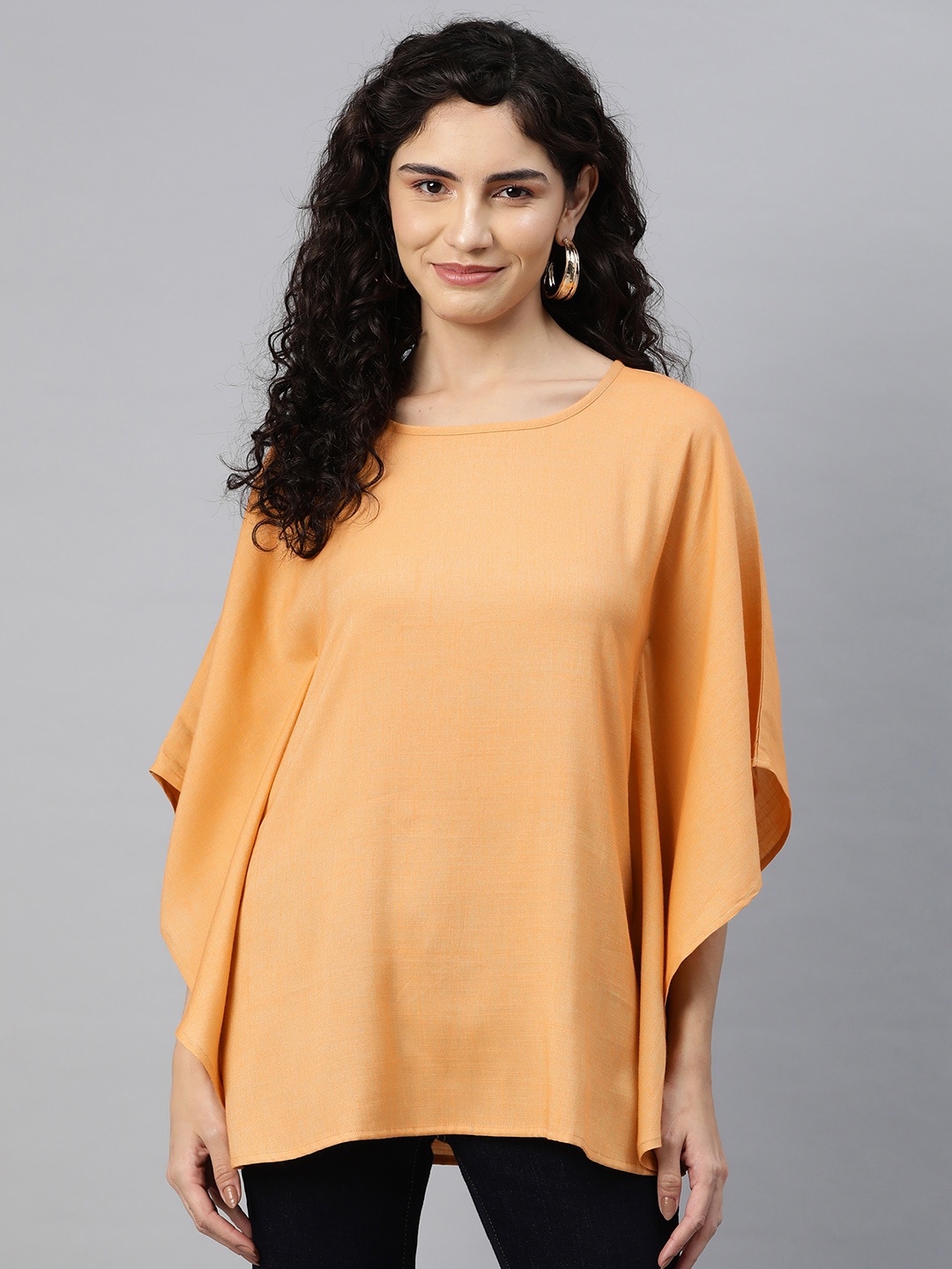 

Cottinfab Kimono Sleeve Kaftan Top, Orange