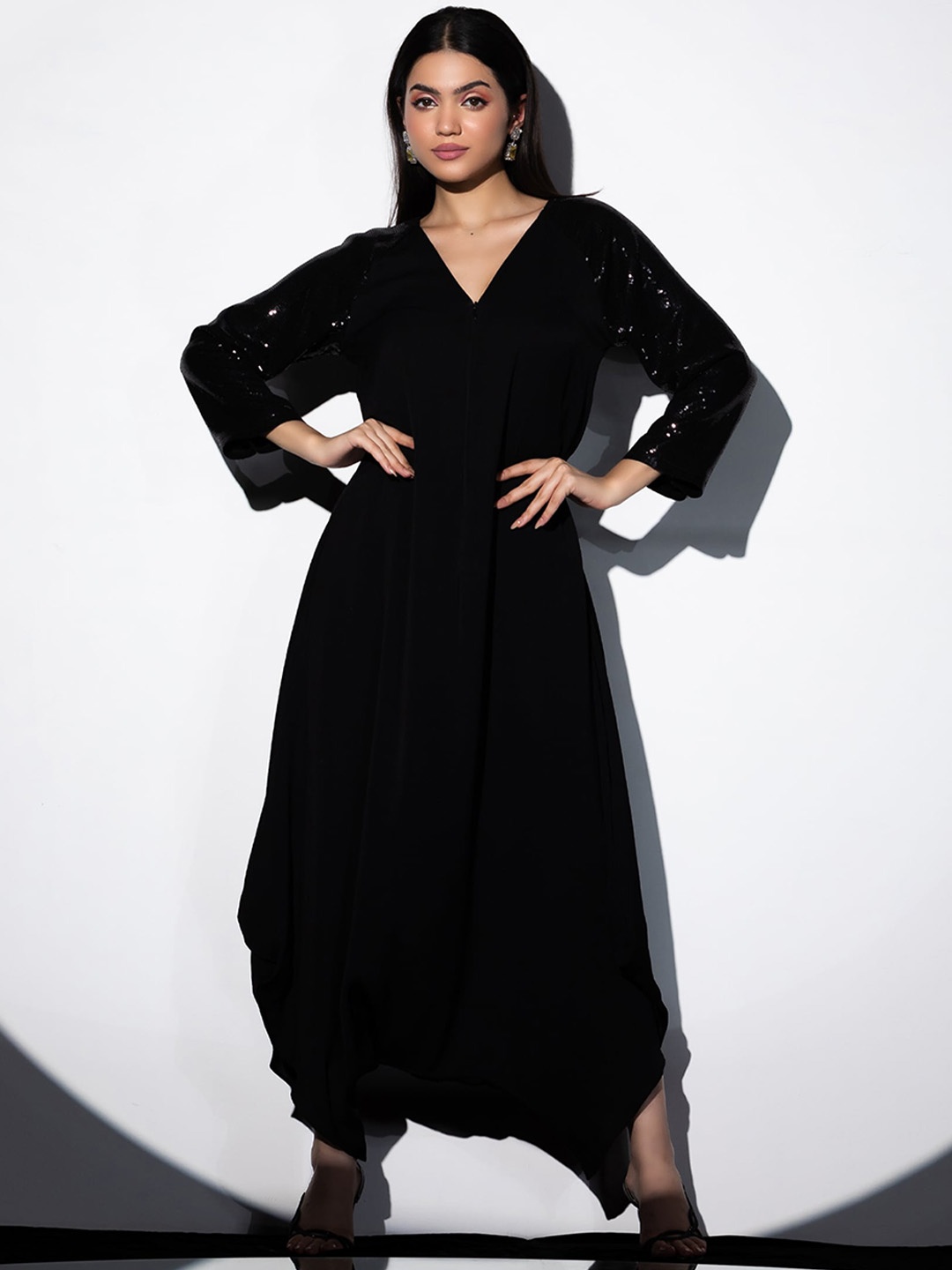 

Swtantra Sequin Embellished V-Neck Jumpsuit, Black