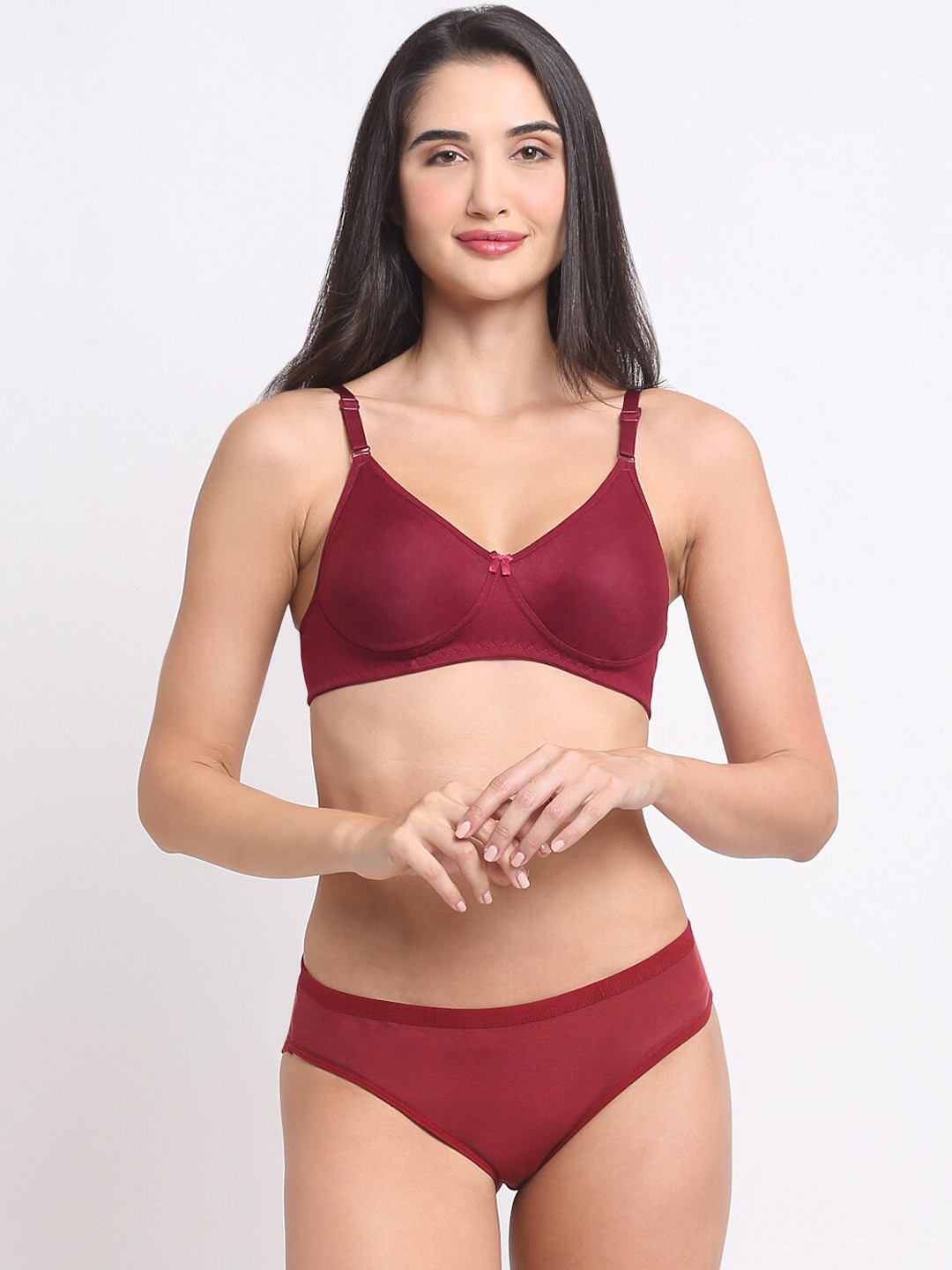 

Ennoble Cotton Lightly Padded Briefs Lingerie Set ENBBAPLEN20005_30, Maroon