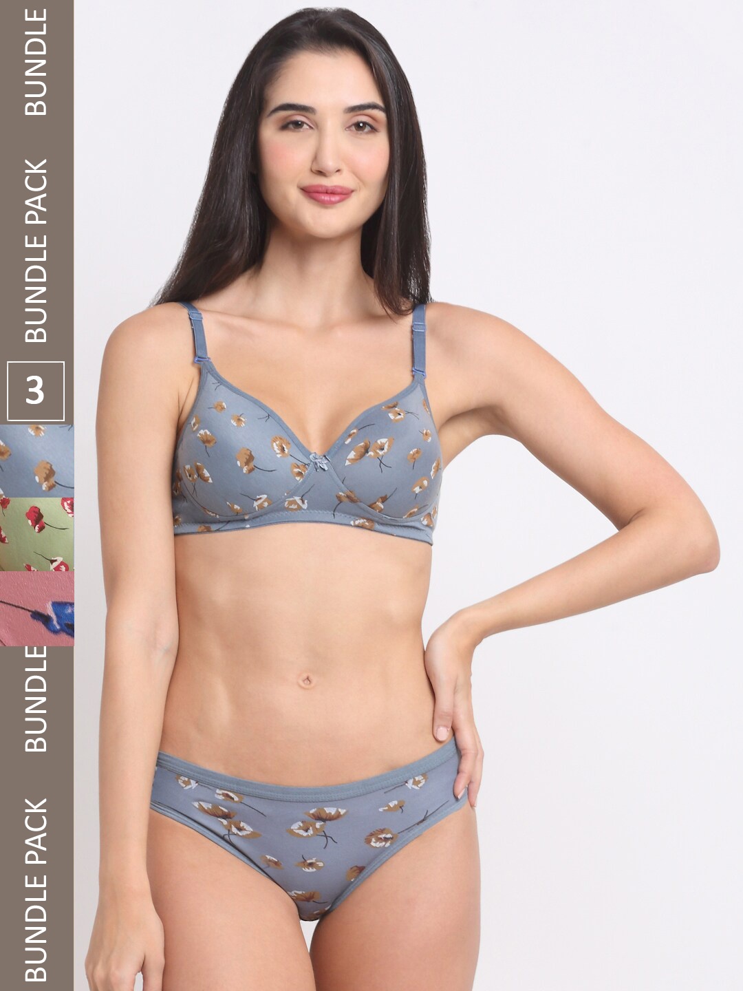 

Ennoble Pack Of 3 Printed Cotton Briefs Lingerie Set ENBBAPLEN20008_30, Pink
