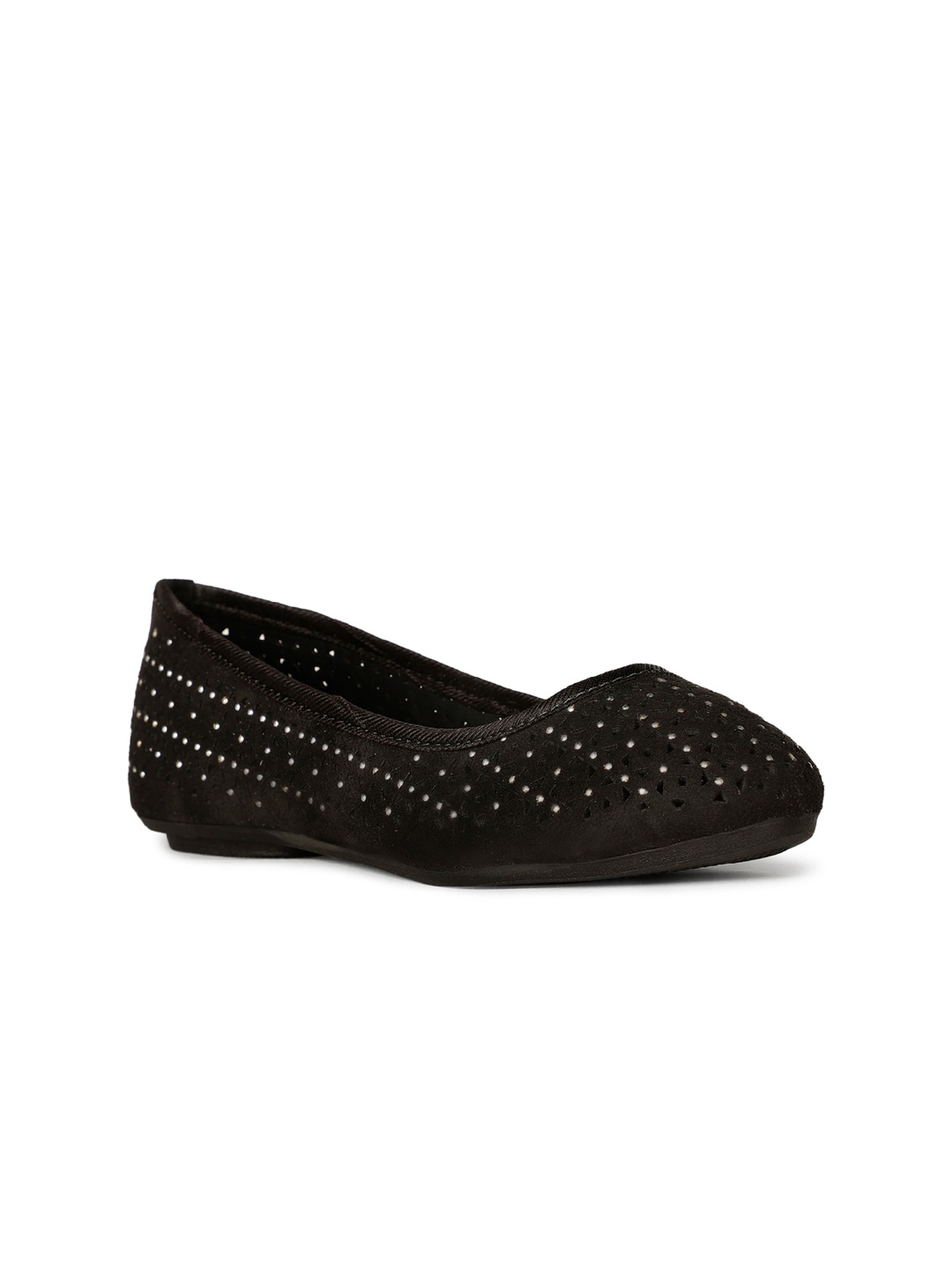 

Bata Embellished Laser Cut Ballerinas, Black