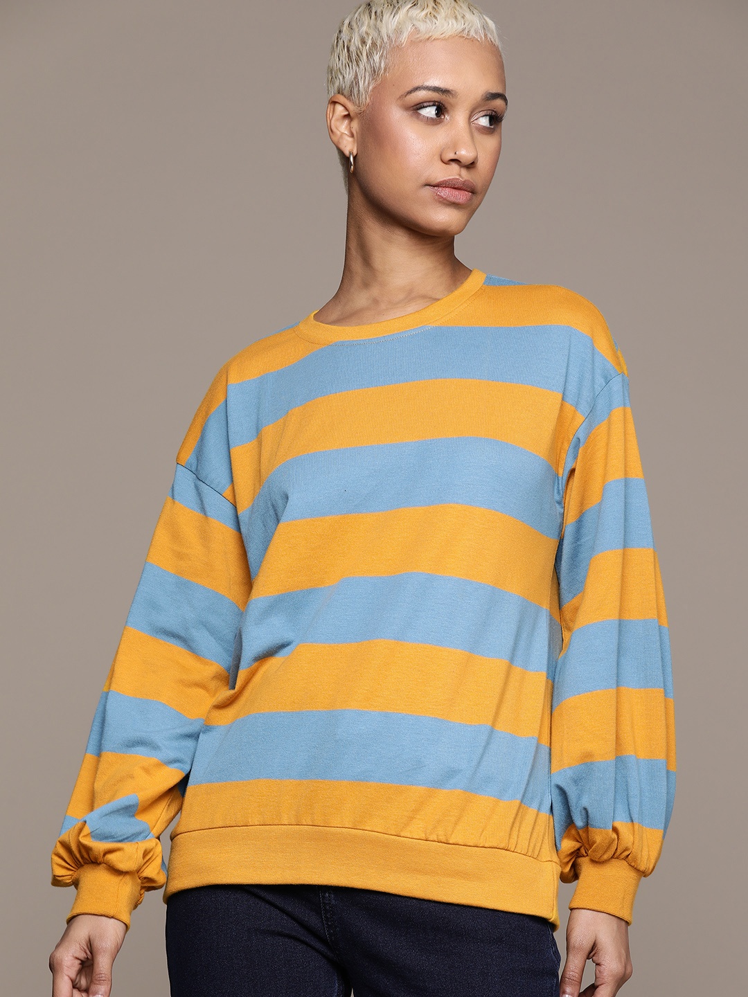 

The Roadster Lifestyle Co. Striped Oversized T-shirt, Mustard
