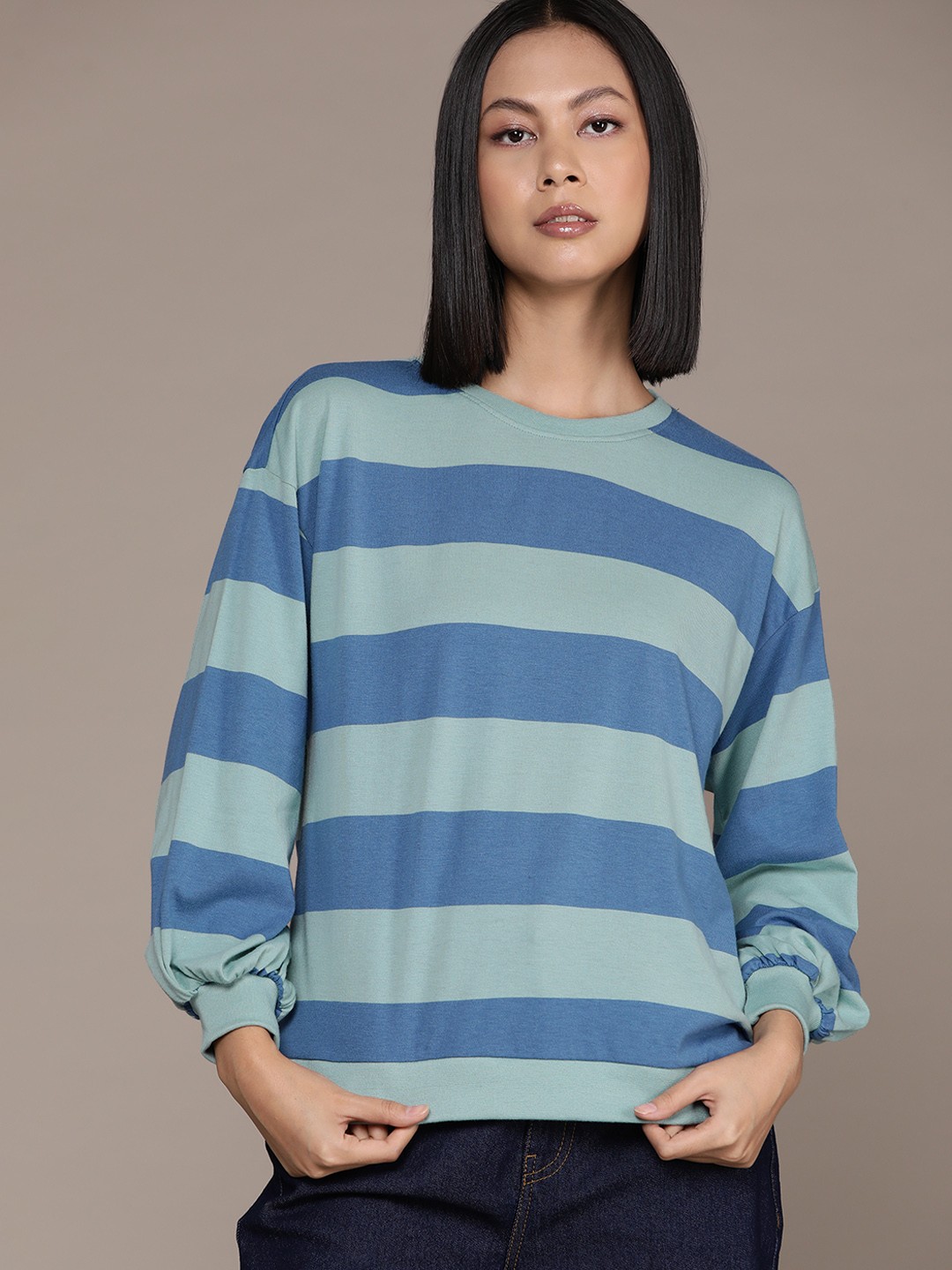 

The Roadster Lifestyle Co. Striped Oversized T-shirt, Blue