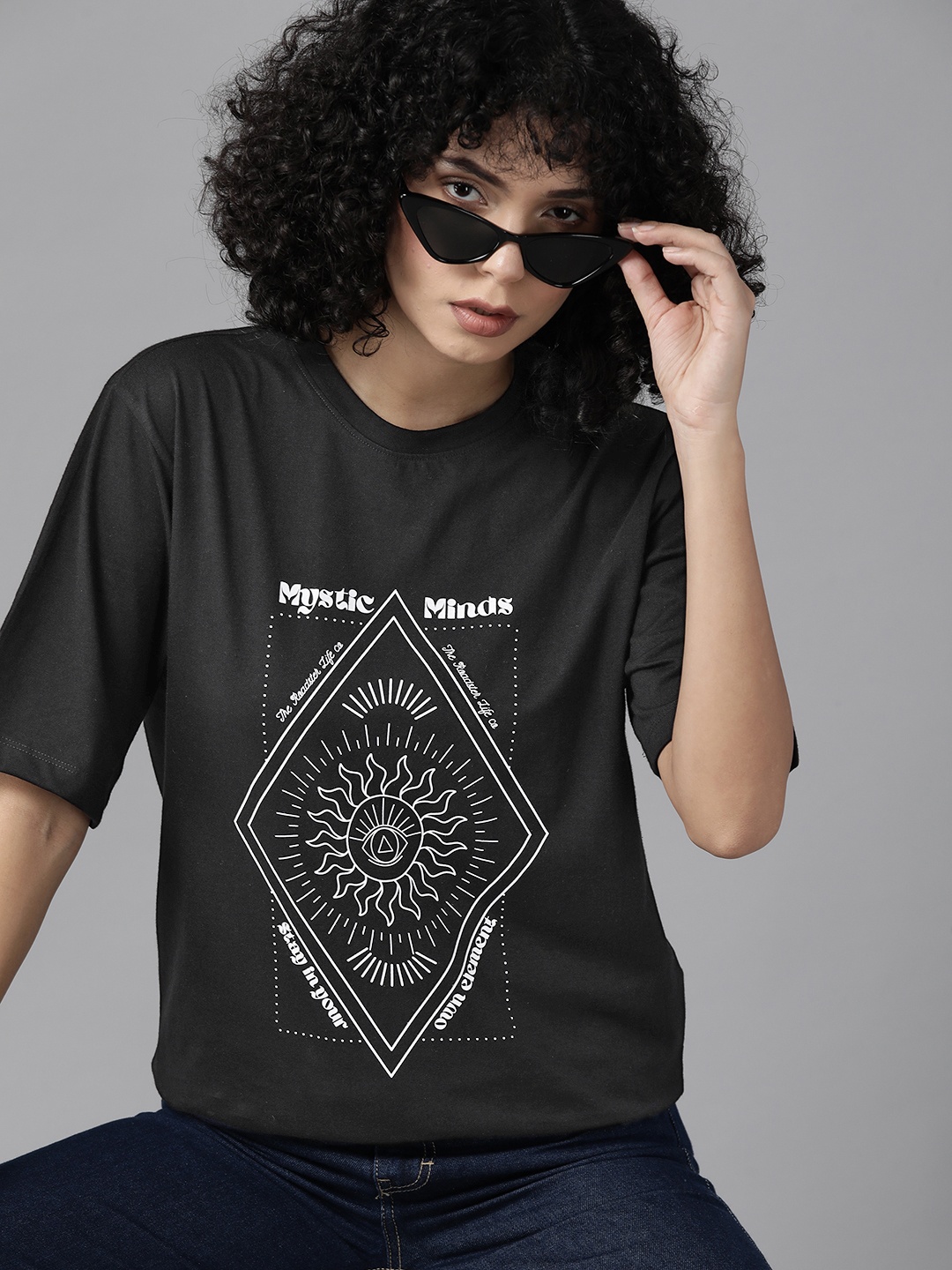 

The Roadster Lifestyle Co. Graphic Printed Oversized T-shirt, Black