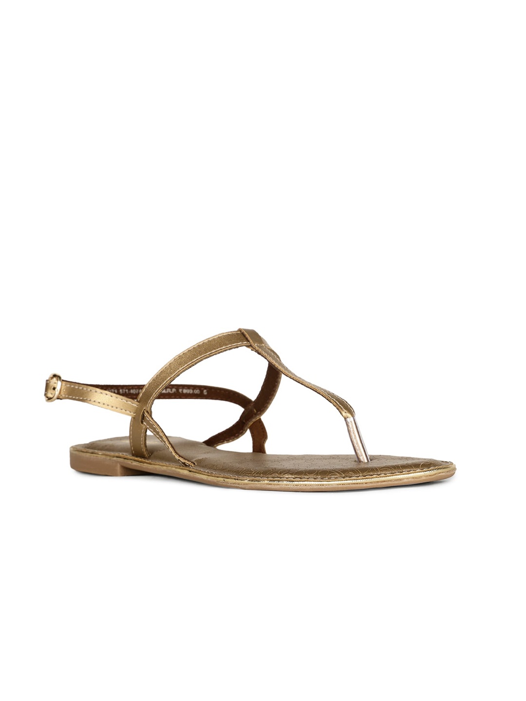 

Bata Open Toe T-Strap Flats, Gold