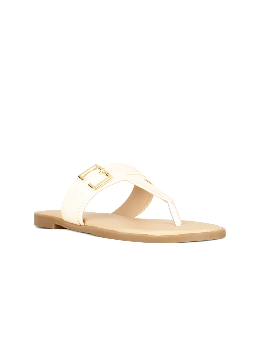 

Bata Buckled T-Strap Flats, White