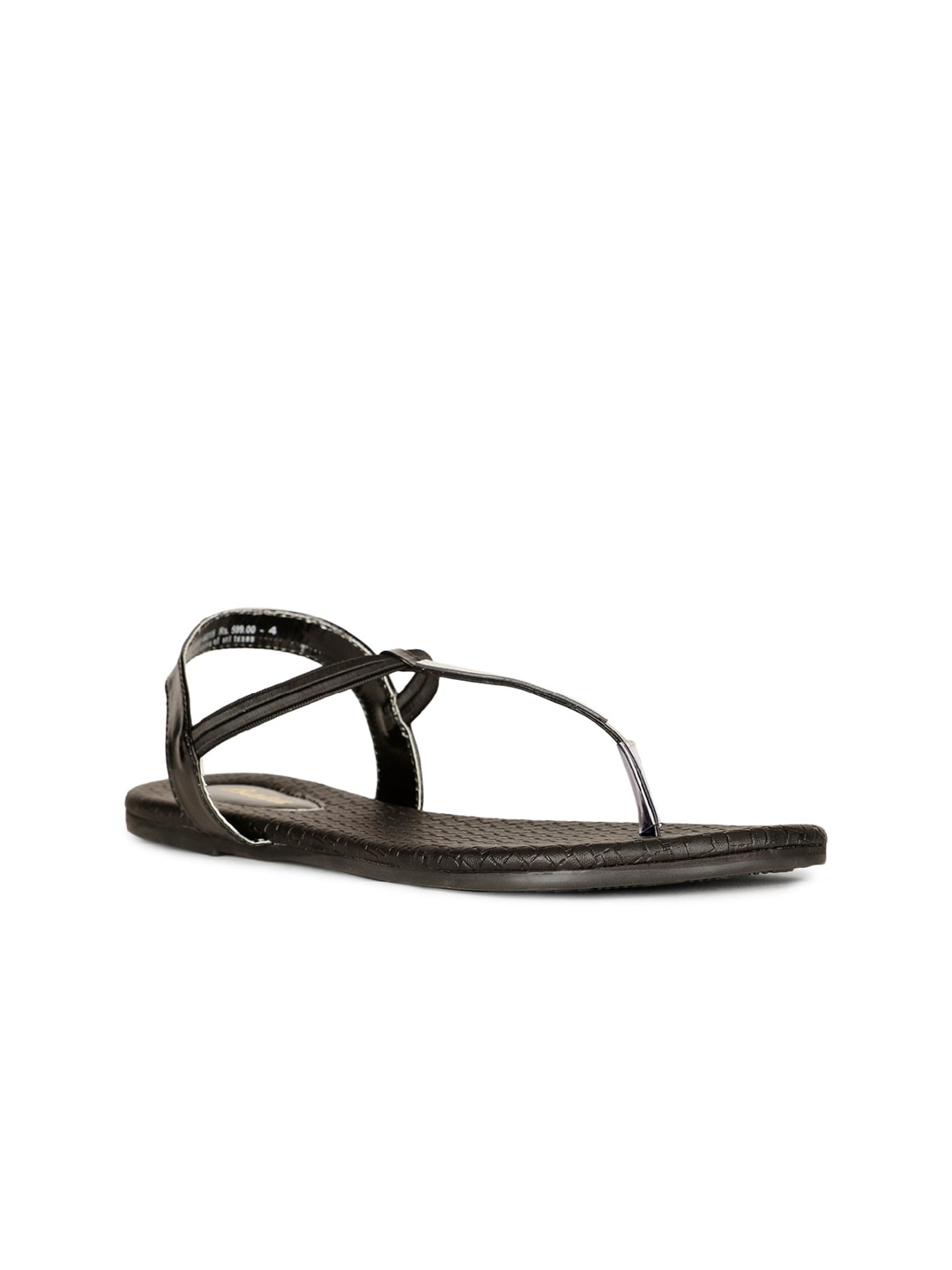 

Bata Textured T-Strap Flats, Black