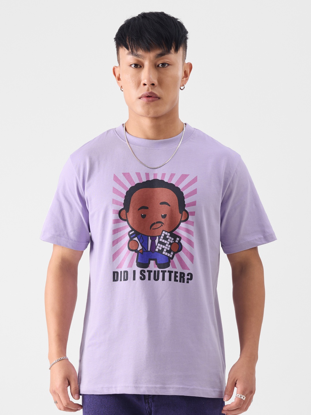 The Souled Store Lavender Graphic Printed Pure Cotton T-shirt