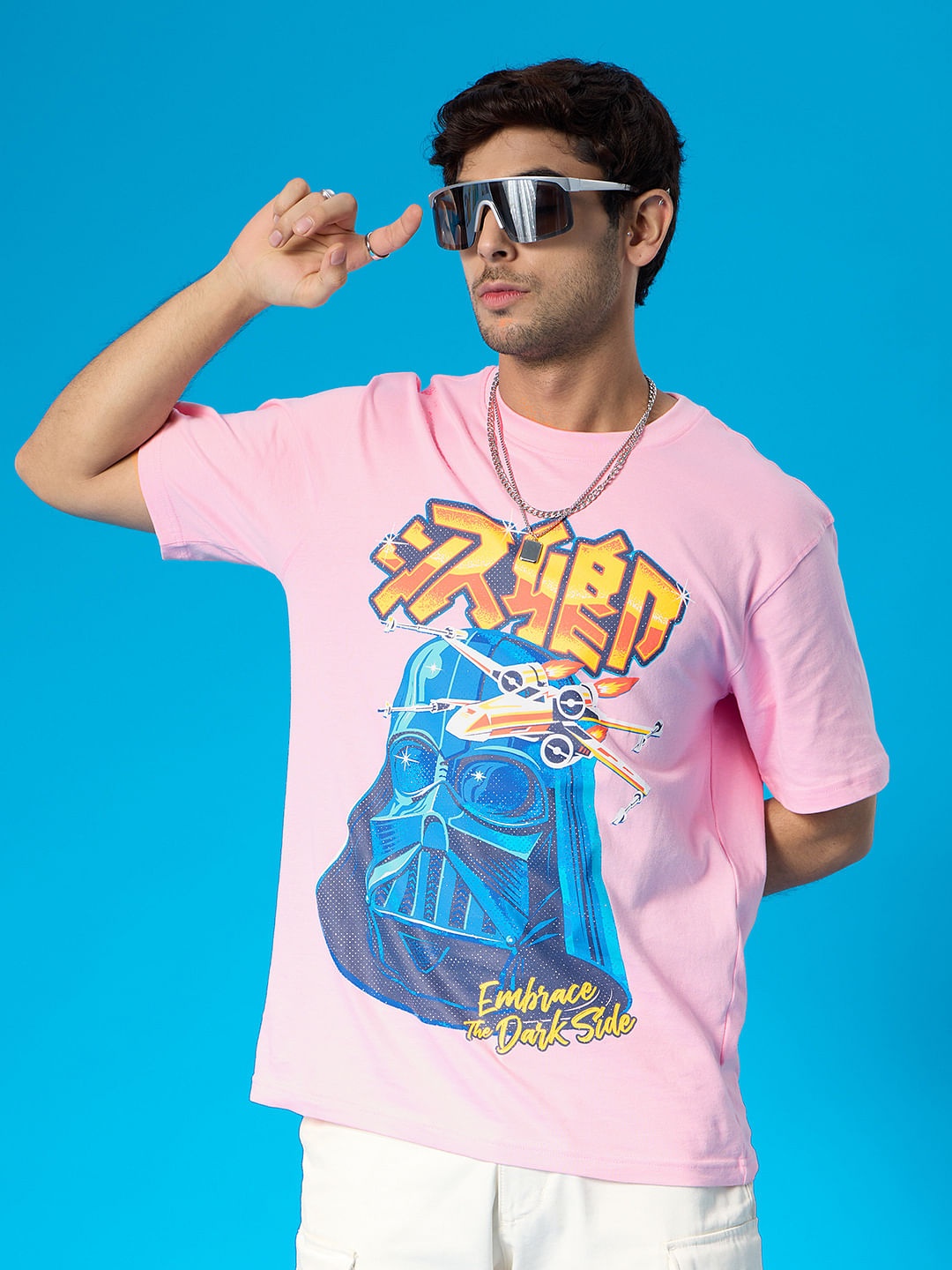 

The Souled Store Pink Star Wars Printed Pure Cotton T-shirt
