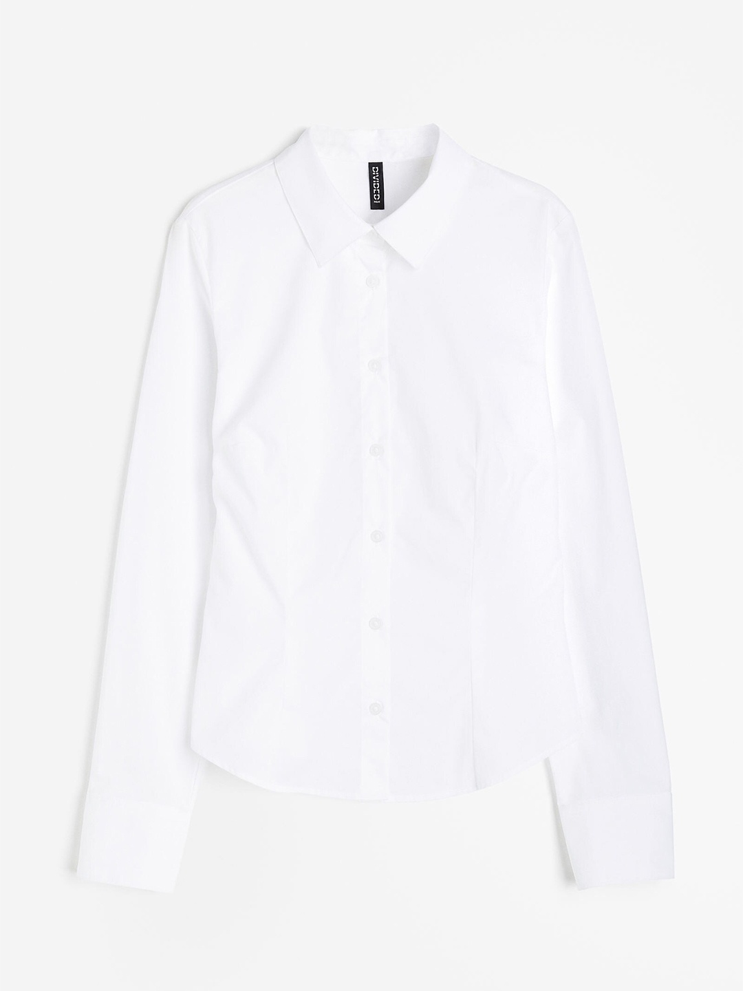 

H&M Pure Cotton Fitted Poplin Shirt, White