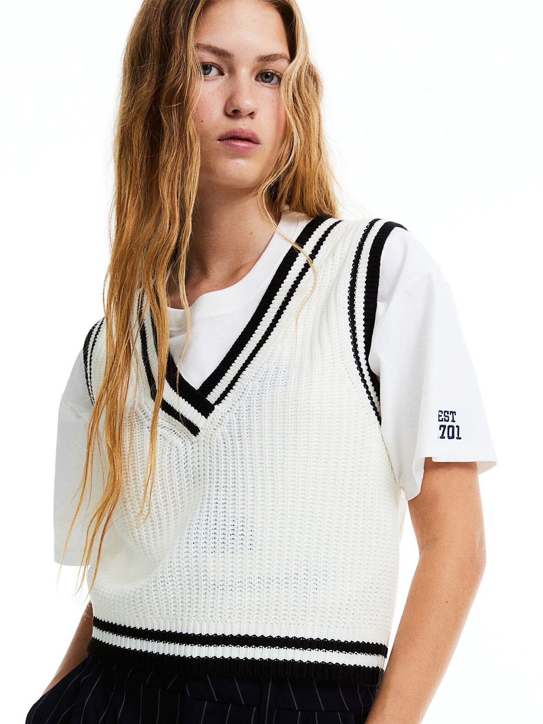 

H&M Rib-Knit Sweater Vest, White